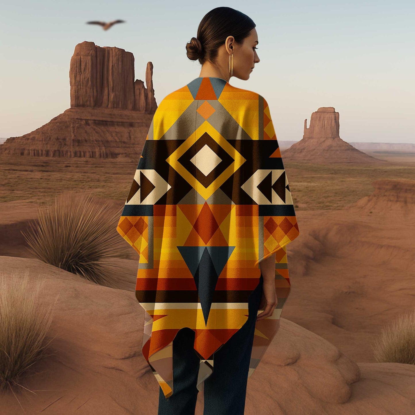 Boho Poncho with Wild Pattern and Native Dreamcatchers