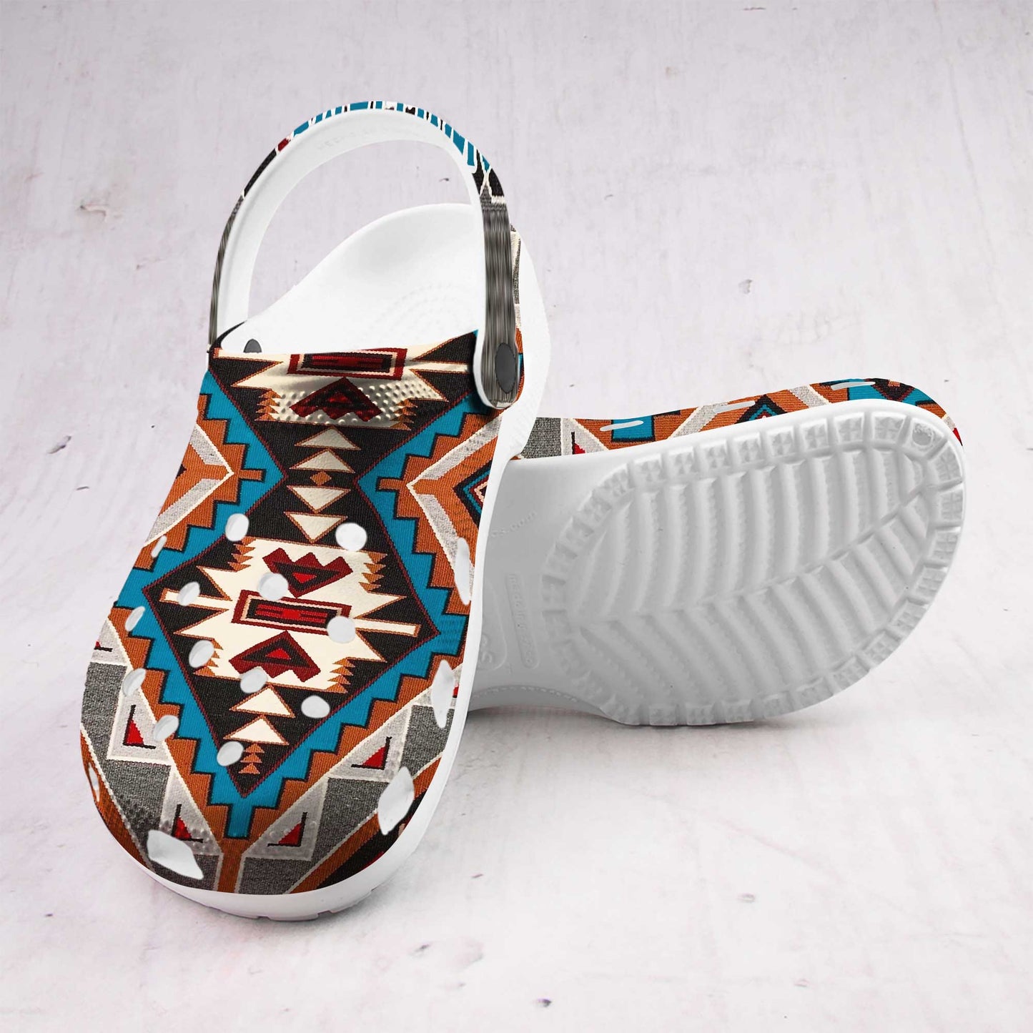Custom Name Tribal Aztec Pattern Clogs – Native Geometric Style, Unique Gift for Family