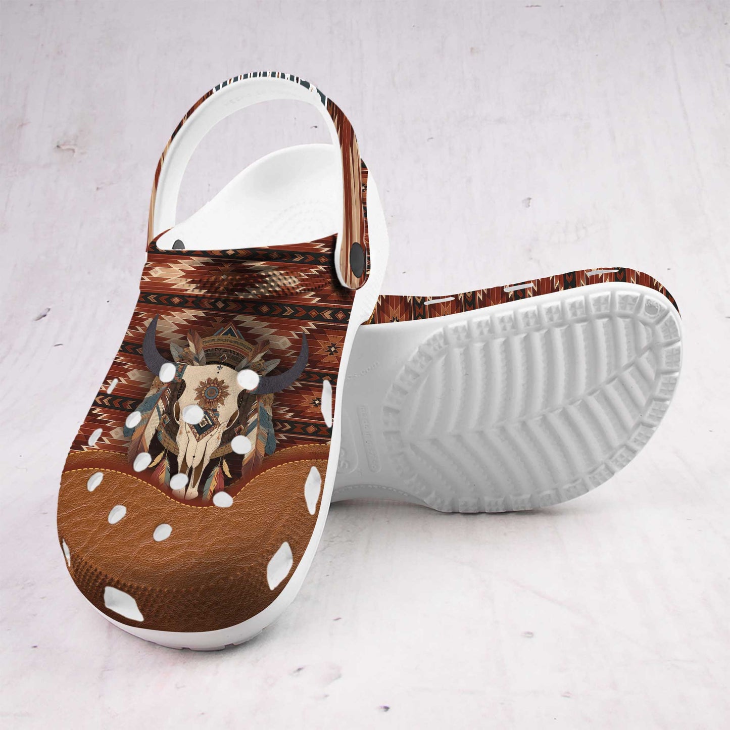 Custom Name Buffalo Spirit Clogs – Tribal Western Vibes & Heartfelt Gift for Family