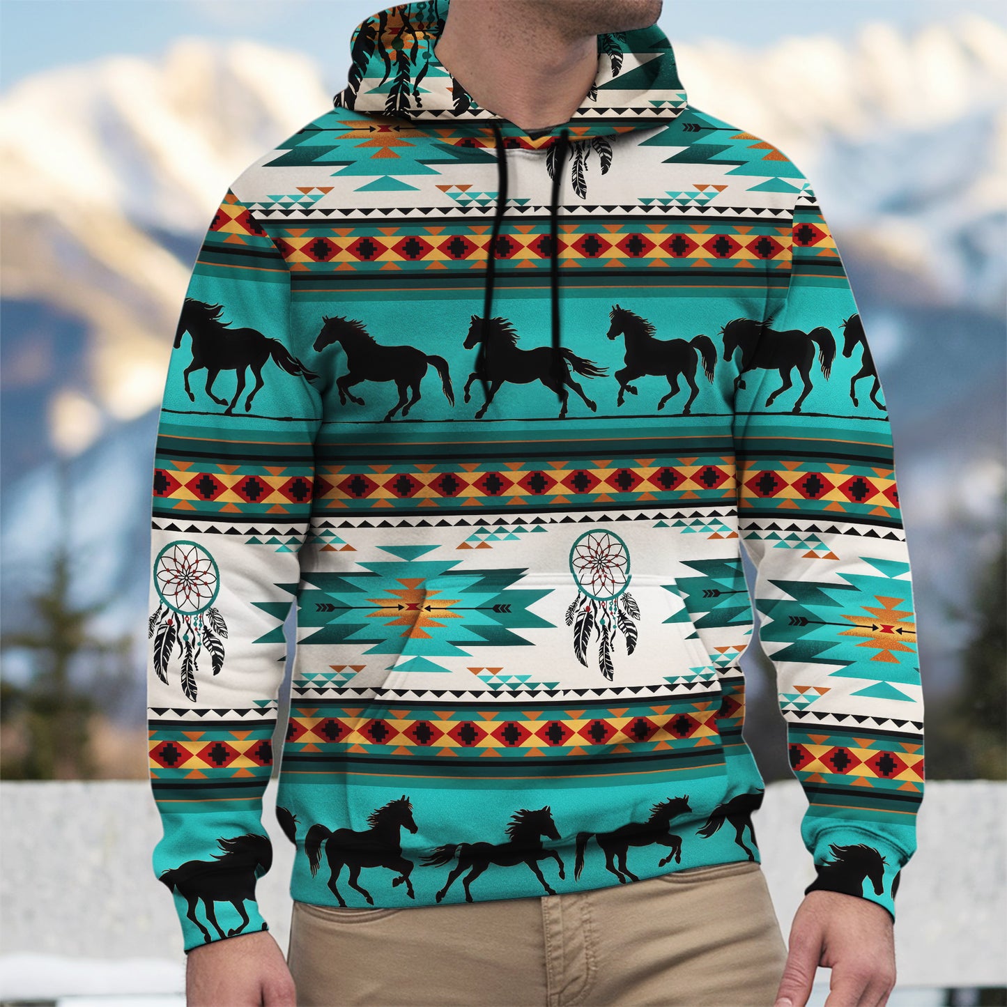 Aztec Geometric-Pattern Horse All Over Print Graphic Native