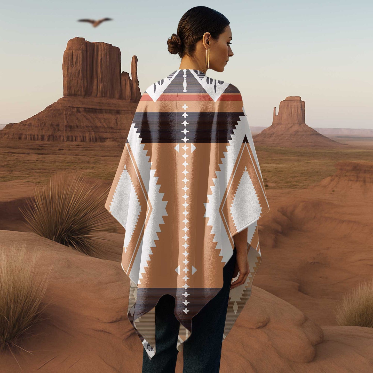 Boho Poncho with Wild Pattern and Native Dreamcatchers
