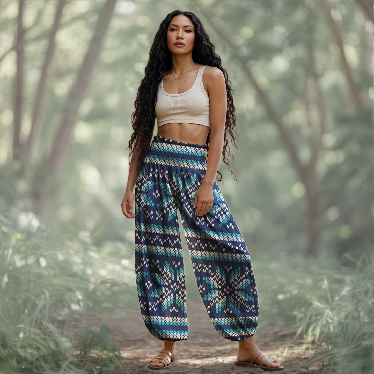 Pattern Harem Pants – Blue Styles