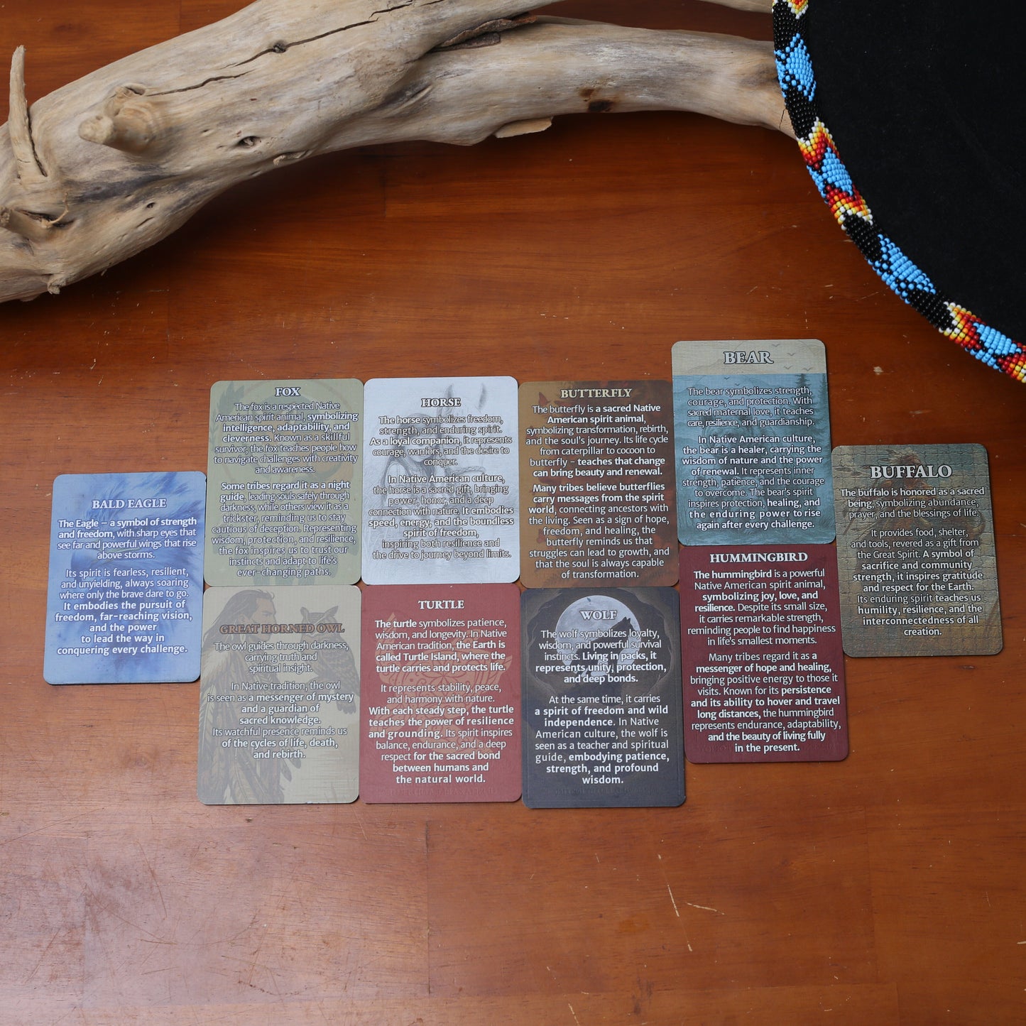 Set of 10 Sacred Animal Plastic Cards – Premium Two-Sided 2.5"x3.5" – 0.1" Thick Durable Plastic