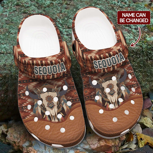 Custom Name Buffalo Spirit Clogs – Tribal Western Vibes & Heartfelt Gift for Family