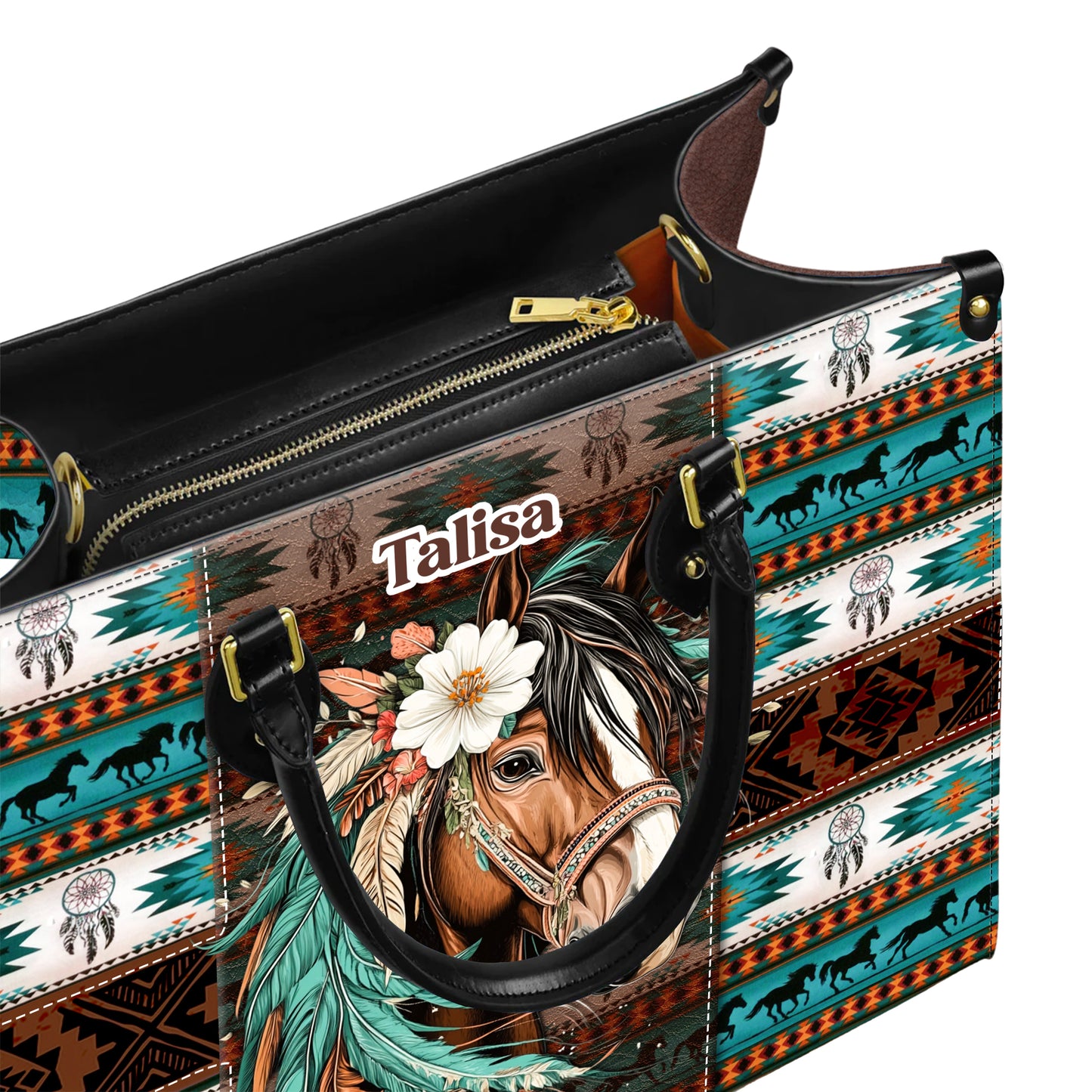 Personalized Leather Handbag for Women - Design Patterns Boho Western Style 01