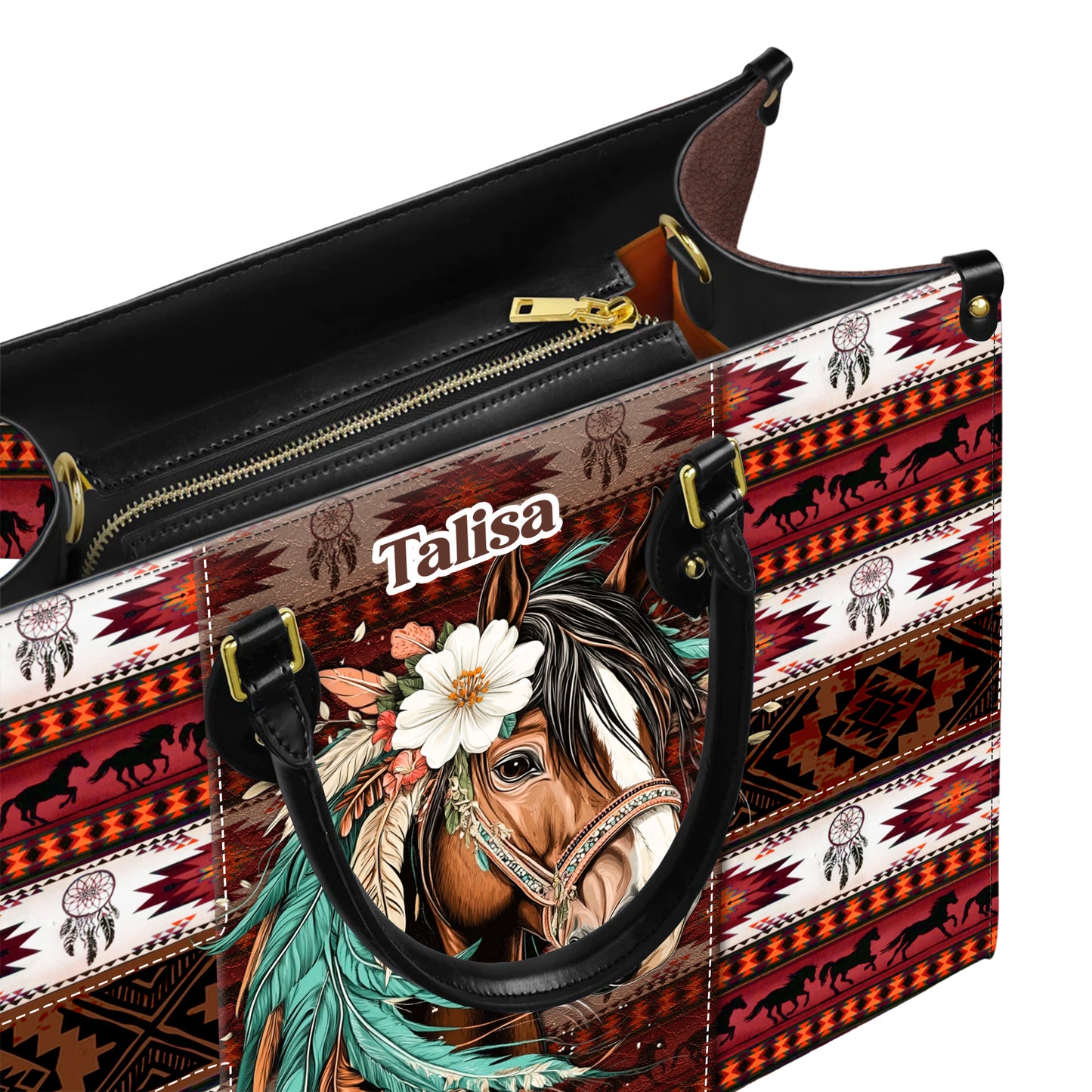 Personalized Leather Handbag for Women - Design Patterns Boho Western Style 02