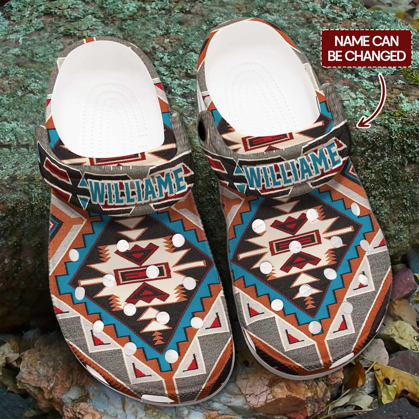 Custom Name Tribal Aztec Pattern Clogs – Native Geometric Style, Unique Gift for Family