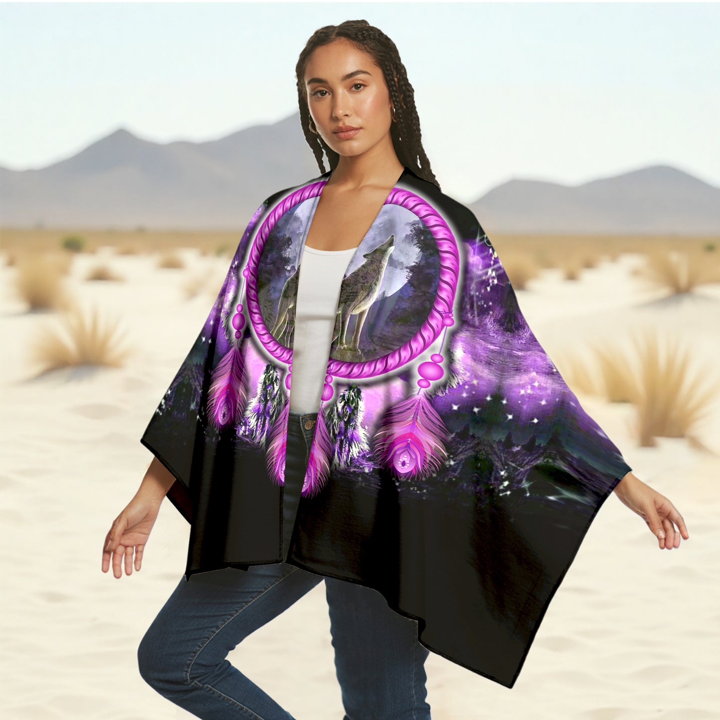 Poncho Mystic Wolf Dream – Embrace the Moonlight Spirit