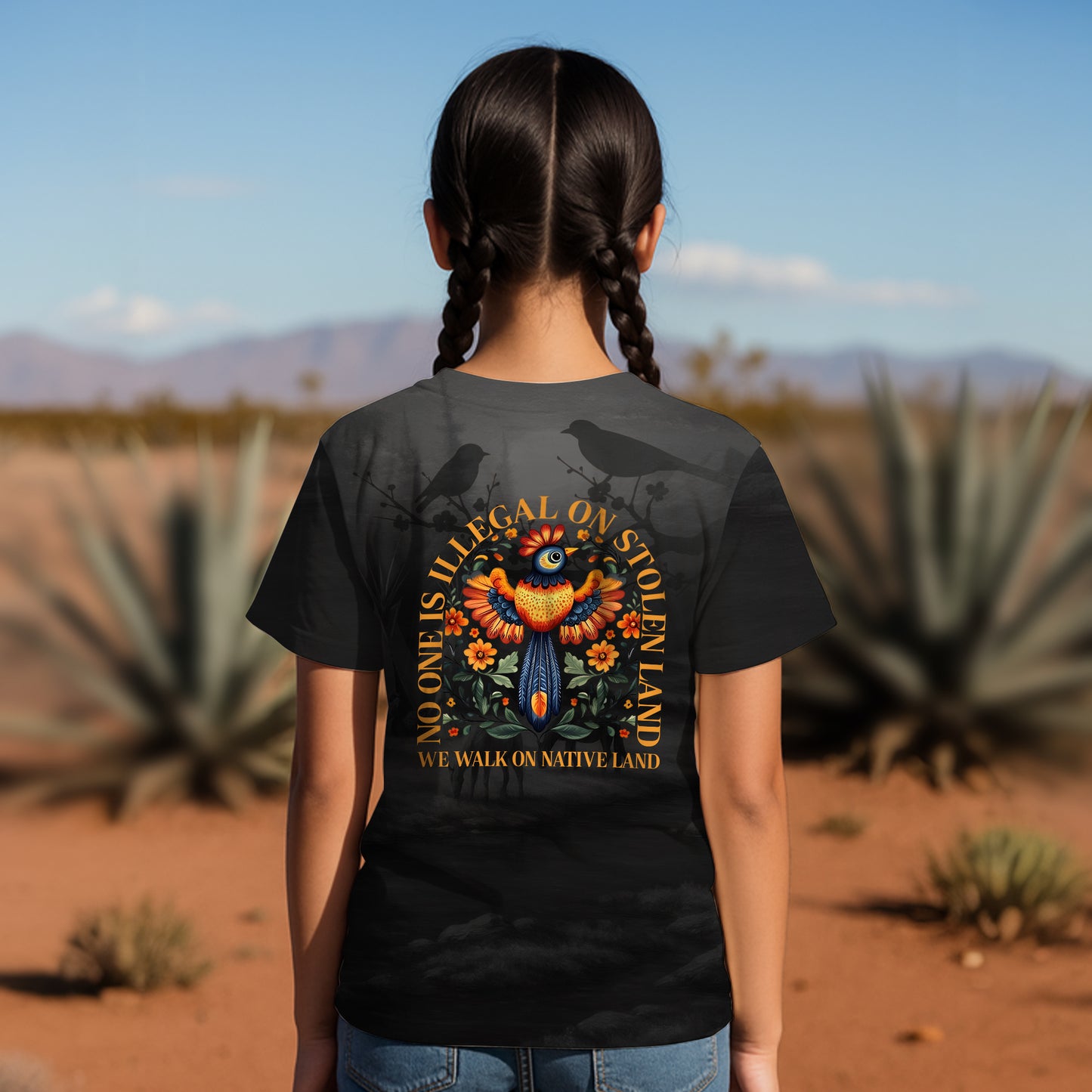 3D T-Shirt "NO ONE IS ILLEGAL ON STOLEN LAND. WE WALK ON NATIVE LAND"