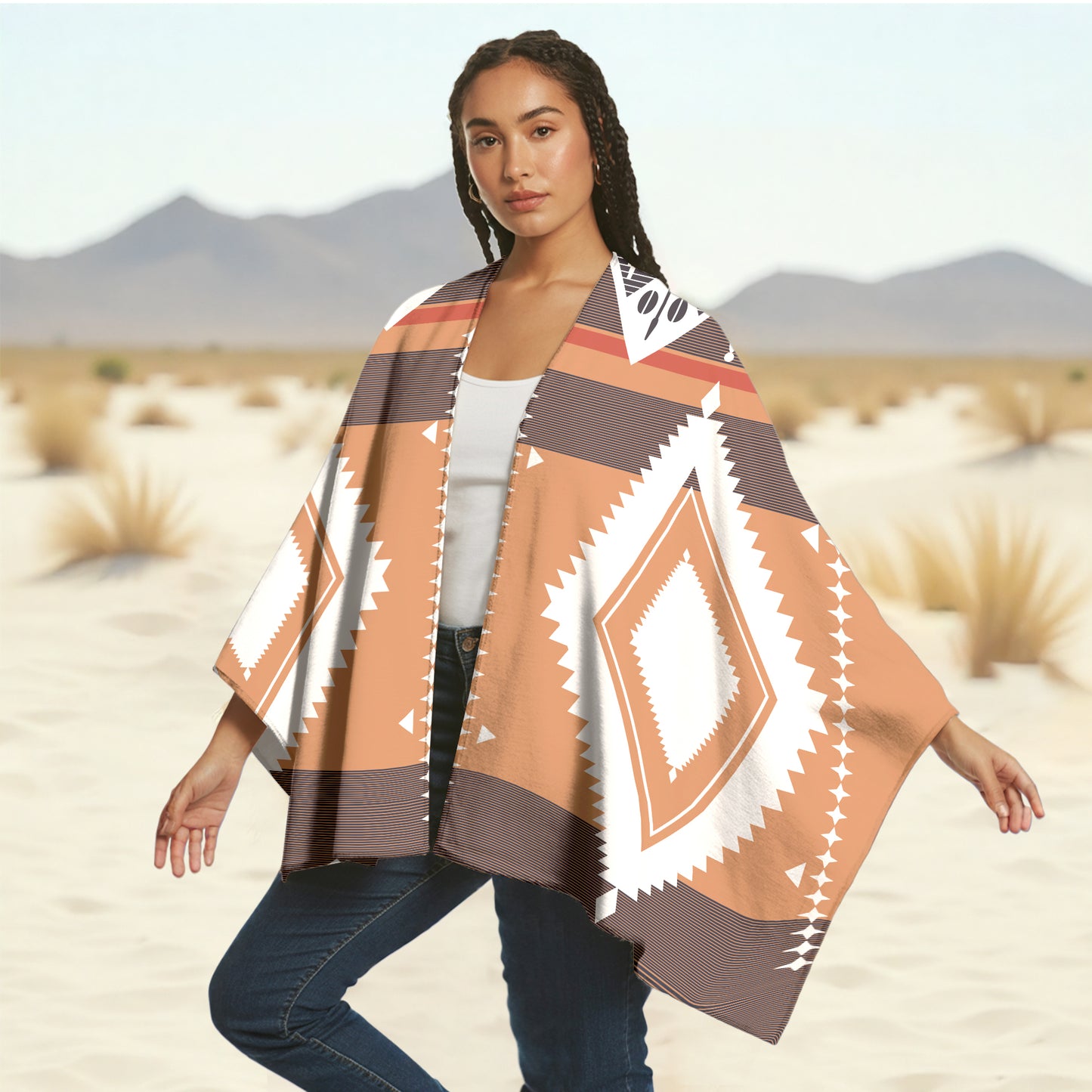 Boho Poncho with Wild Pattern and Native Dreamcatchers