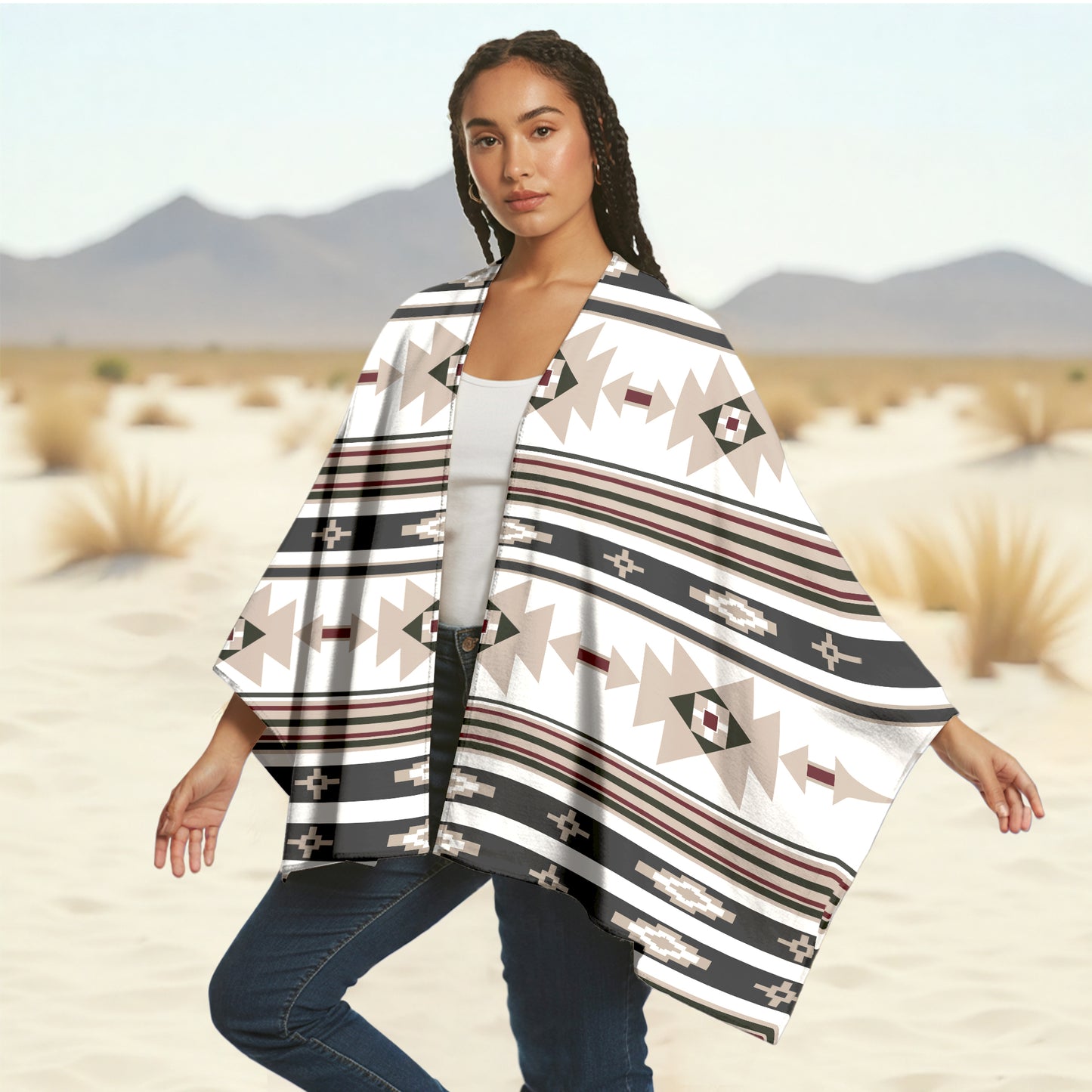 Boho Poncho with Wild Pattern and Native Dreamcatchers