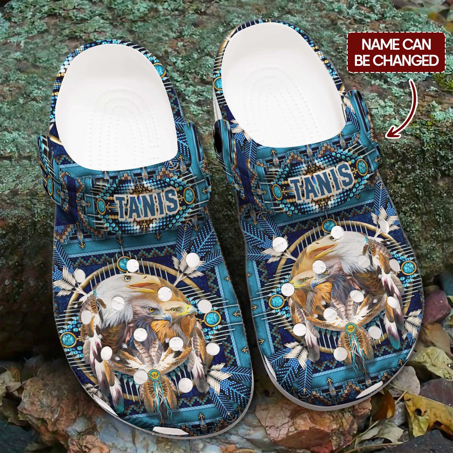 Custom Name Eagle Dreamcatcher Clogs – Native Spirit Shoes, Perfect Gift for Family
