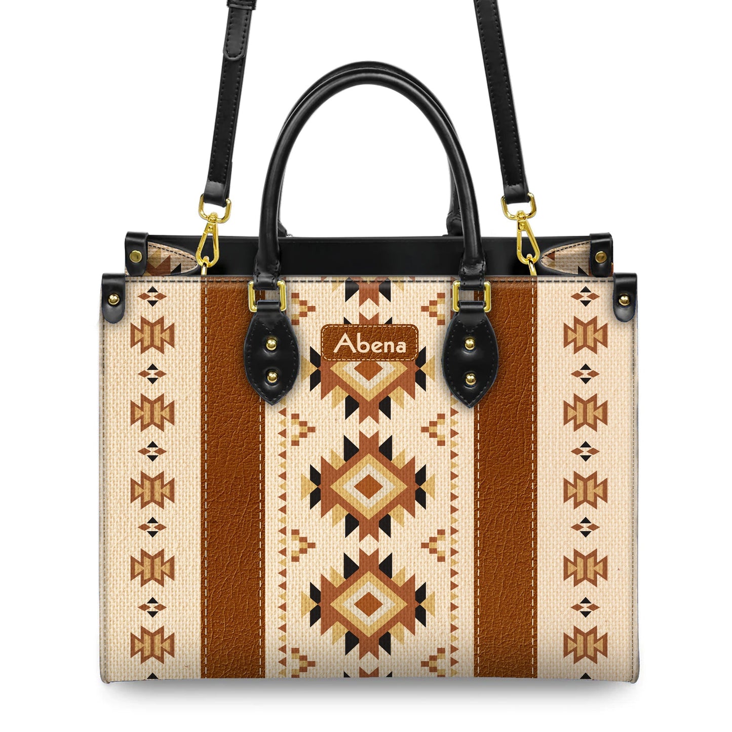 Personalized Leather Handbag for Women - Design Patterns Boho Aztec Style LB01