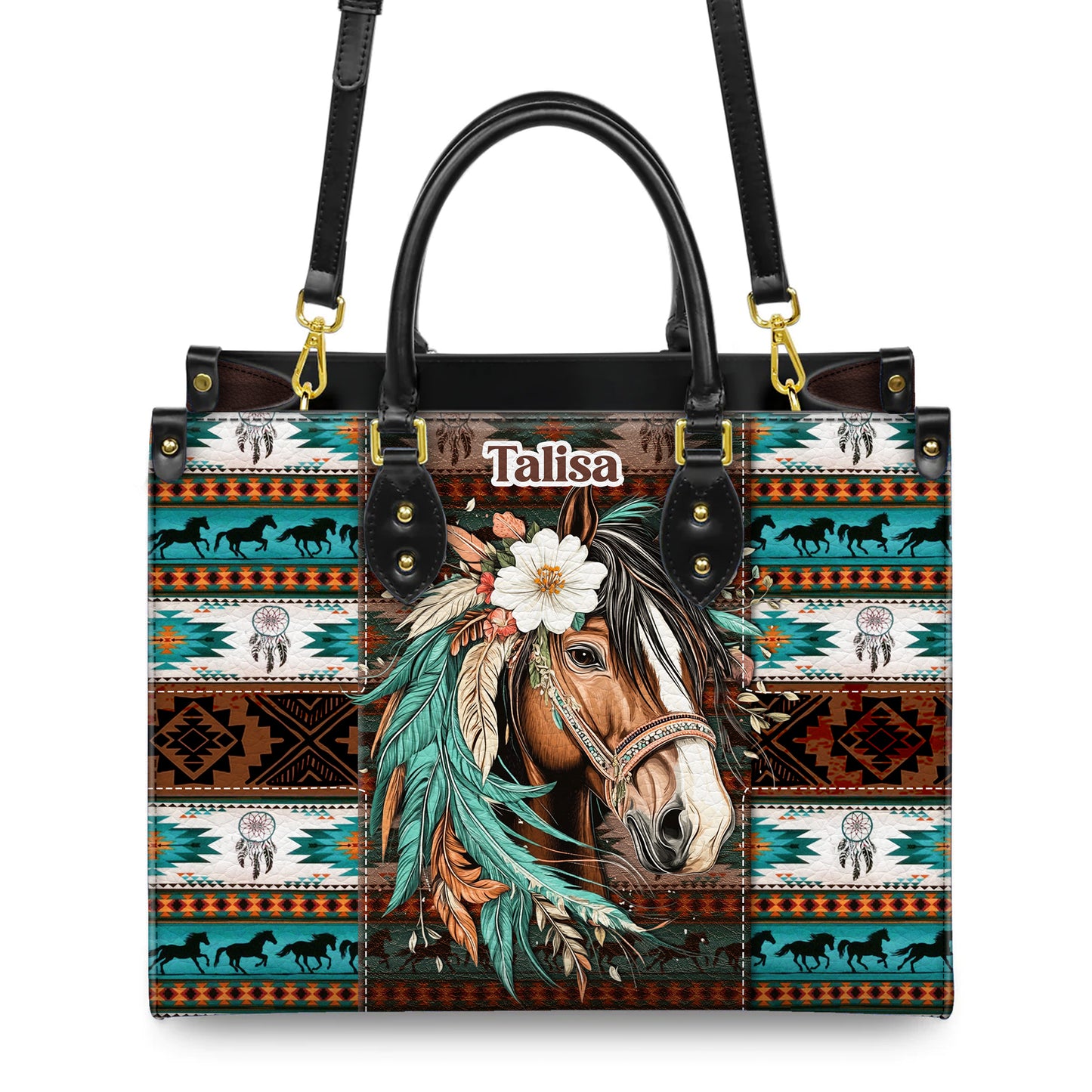 Personalized Leather Handbag for Women - Design Patterns Boho Western Style 01
