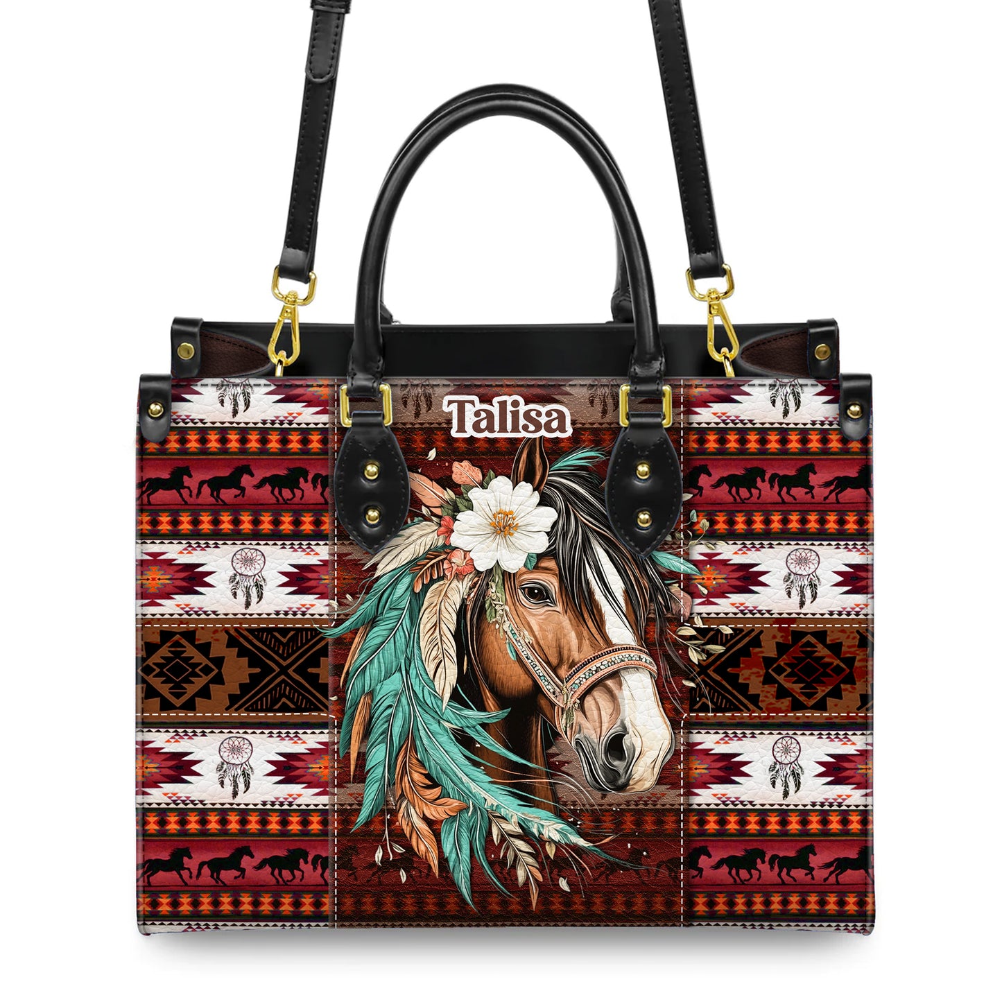 Personalized Leather Handbag for Women - Design Patterns Boho Western Style 02