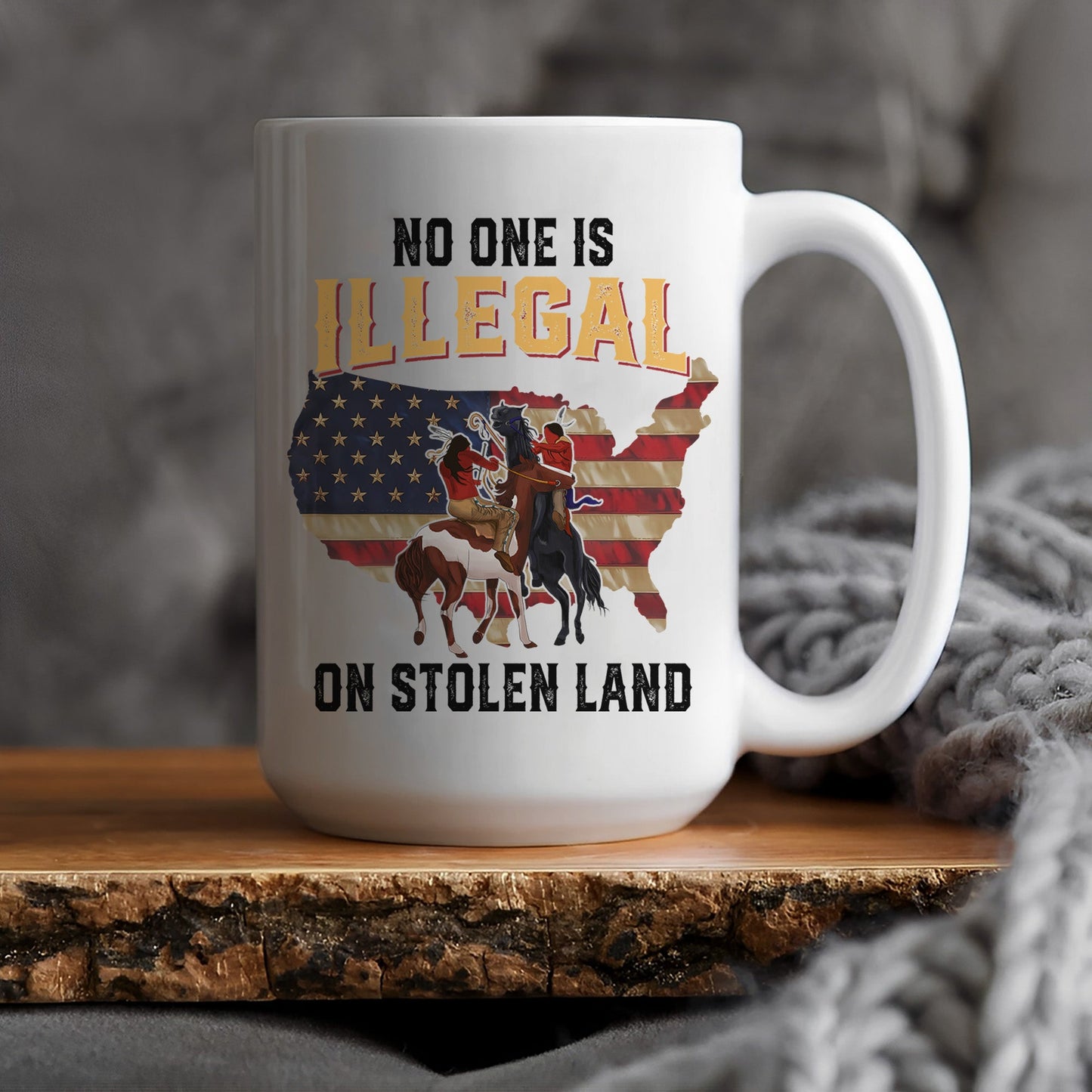 No One Is Illegal On Stolen Land Ceramic Coffee Mug 05
