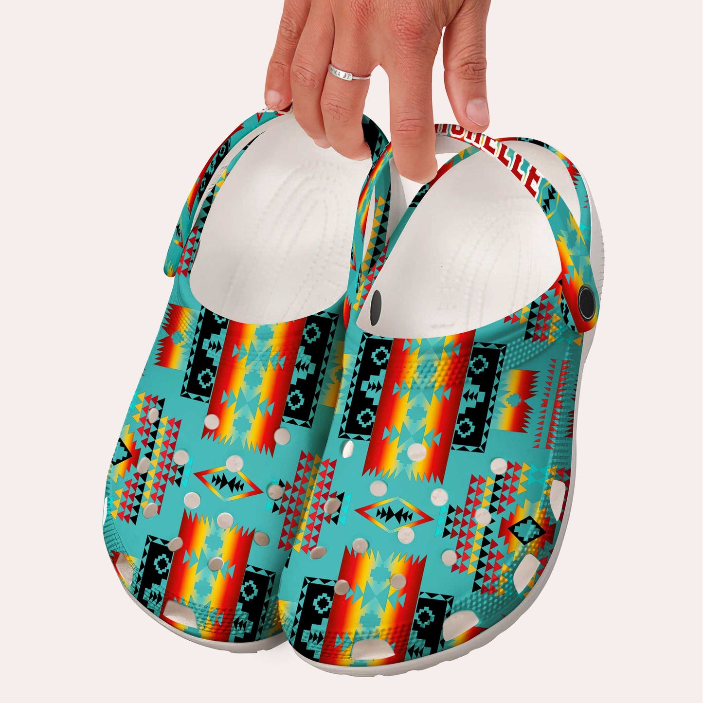 Custom Name Colorful Aztec Pattern Clogs – Vibrant Native Style, Unique Gift for Family