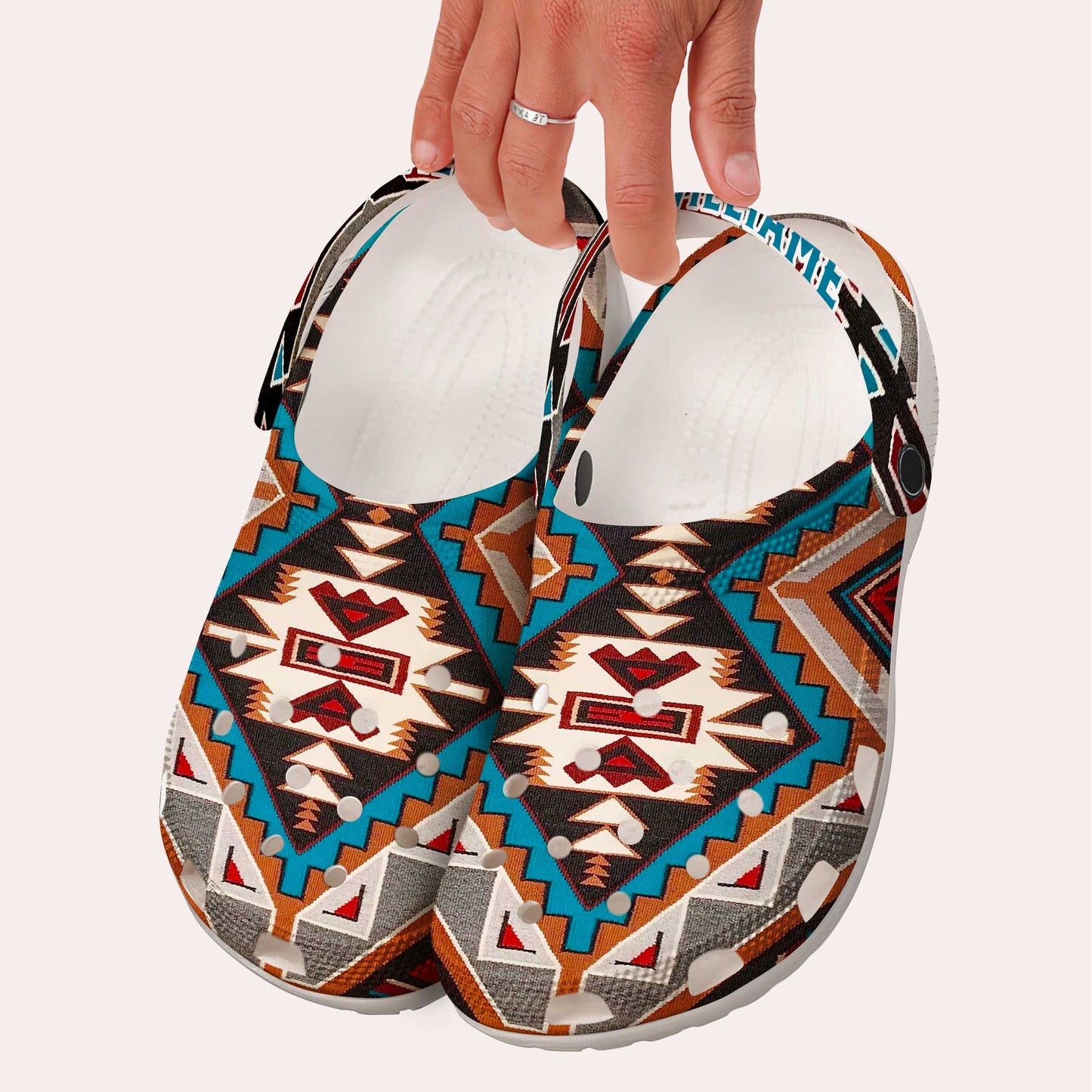 Custom Name Tribal Aztec Pattern Clogs – Native Geometric Style, Unique Gift for Family