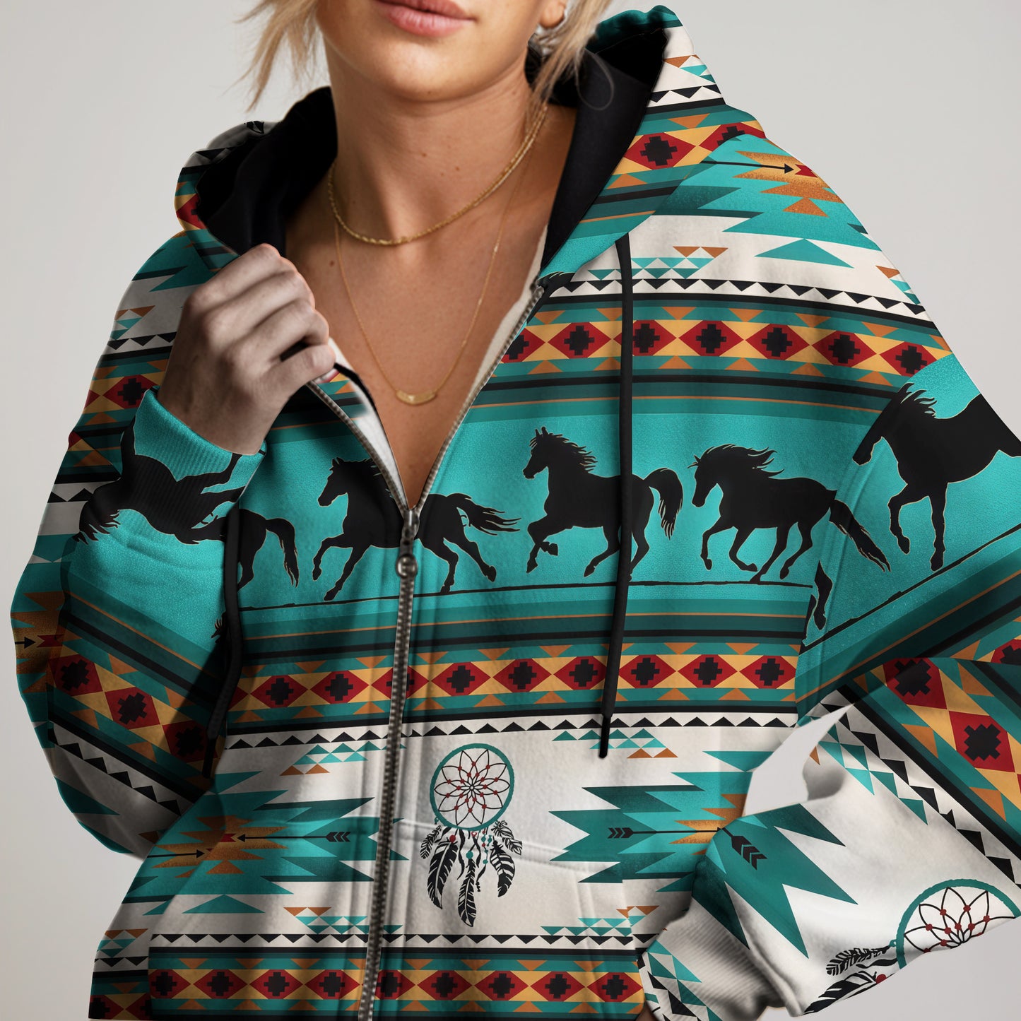 Aztec Geometric-Pattern Horse All Over Print Graphic Native