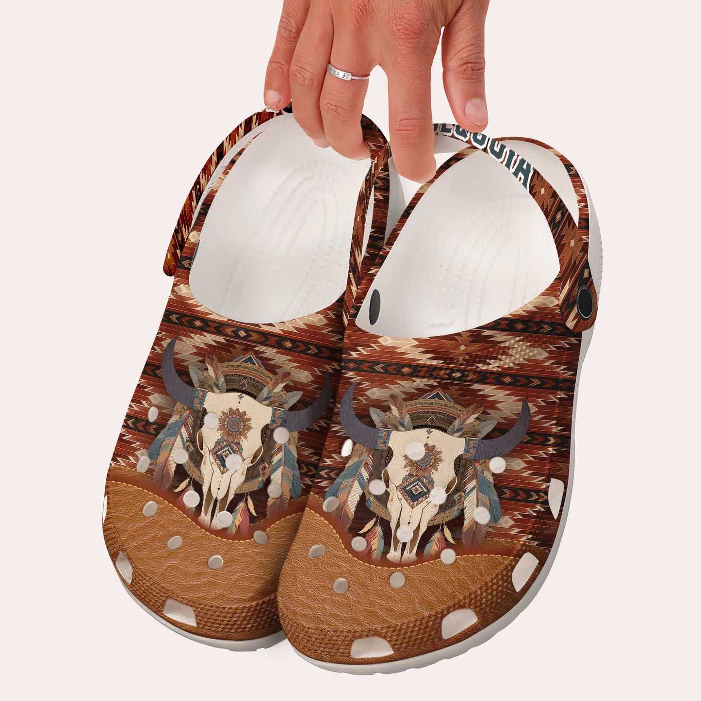 Custom Name Buffalo Spirit Clogs – Tribal Western Vibes & Heartfelt Gift for Family