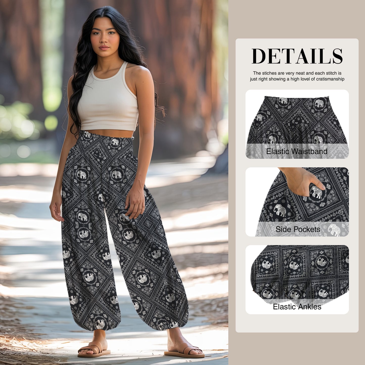 Elephant Harem Pants – Yoga Boho Clothes with Pockets 20