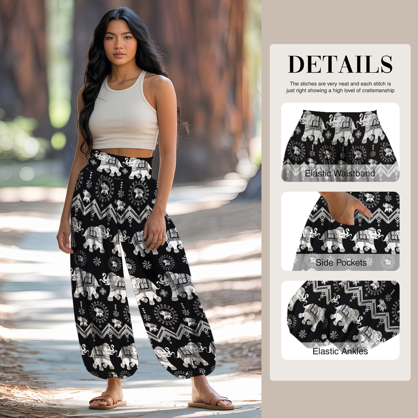 Elephant Harem Pants – Boho Yoga Pants with Pockets 10