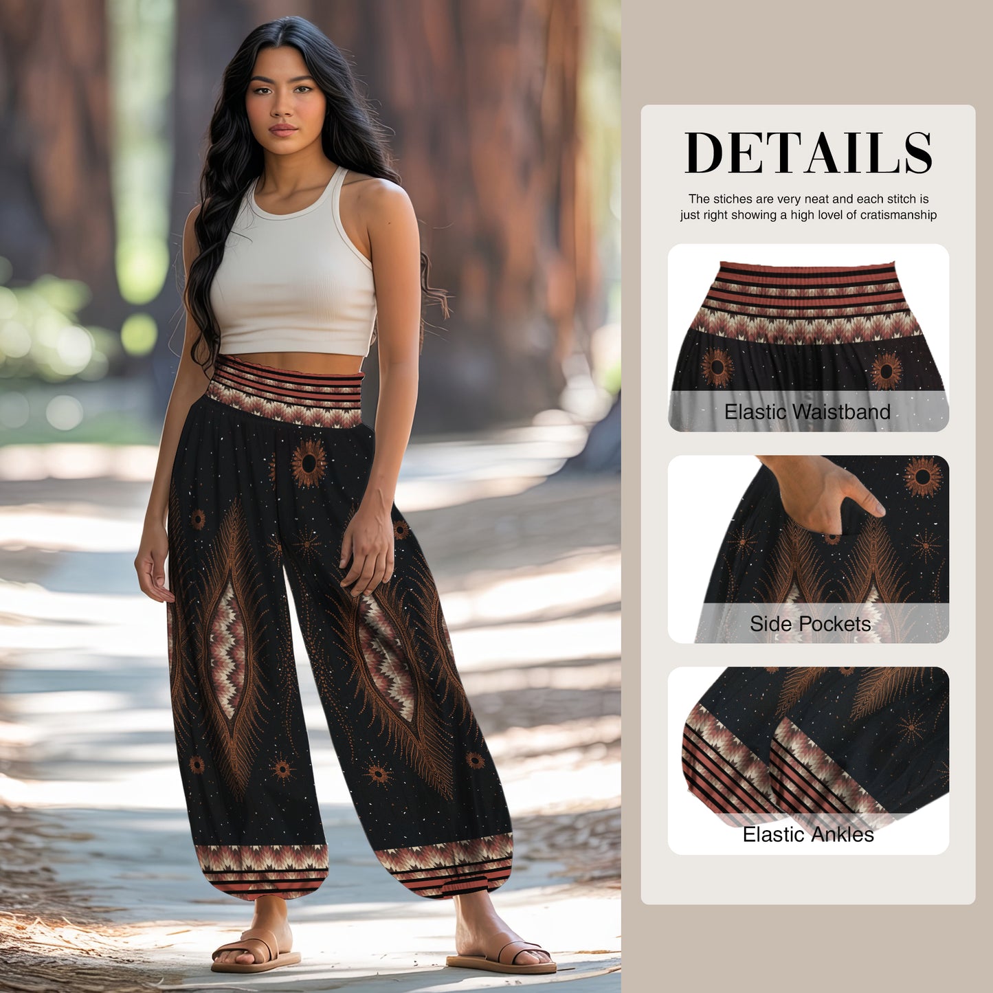 Boho Print Harem Pants – Yoga Boho Clothes with Pockets