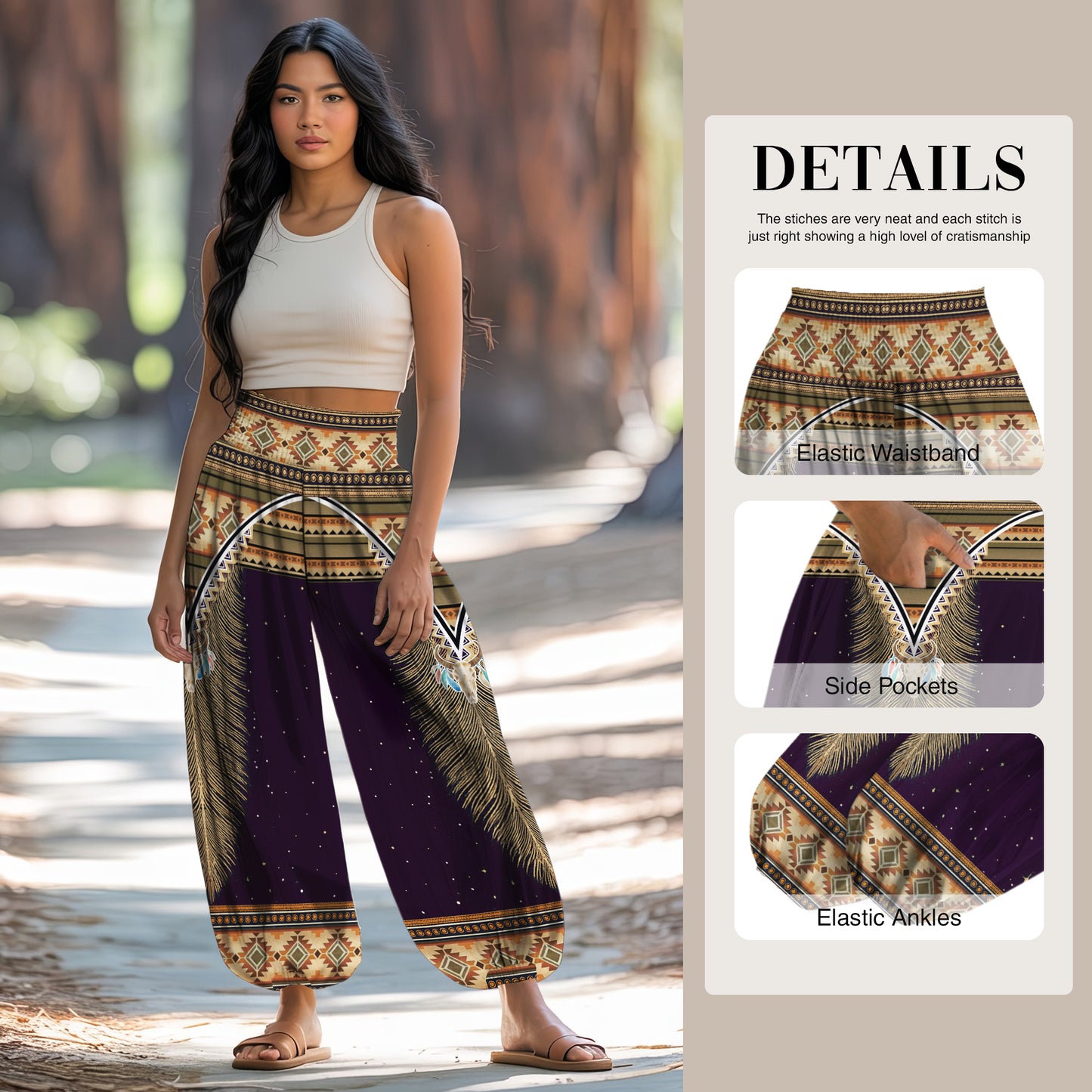 Boho Harem Pants - Yoga Boho Clothes with Pockets