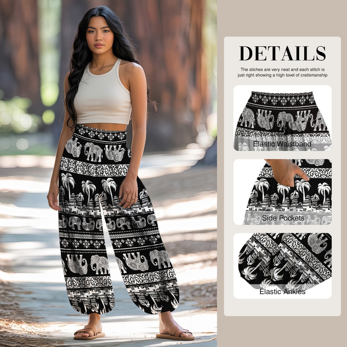Elephant Harem Pants – Boho Yoga Pants with Pockets 09
