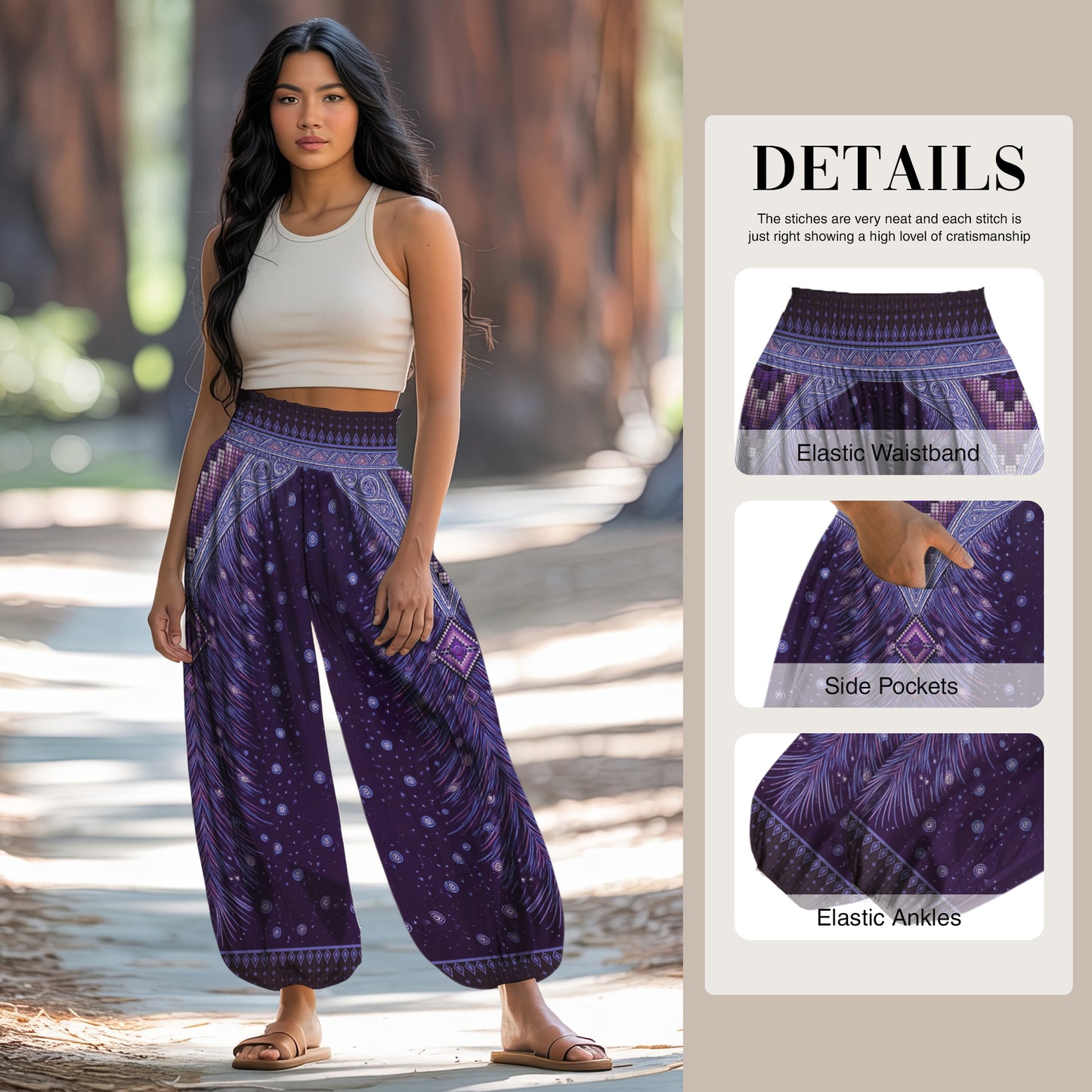 Boho Harem Pants - Yoga Boho Clothes with Pockets