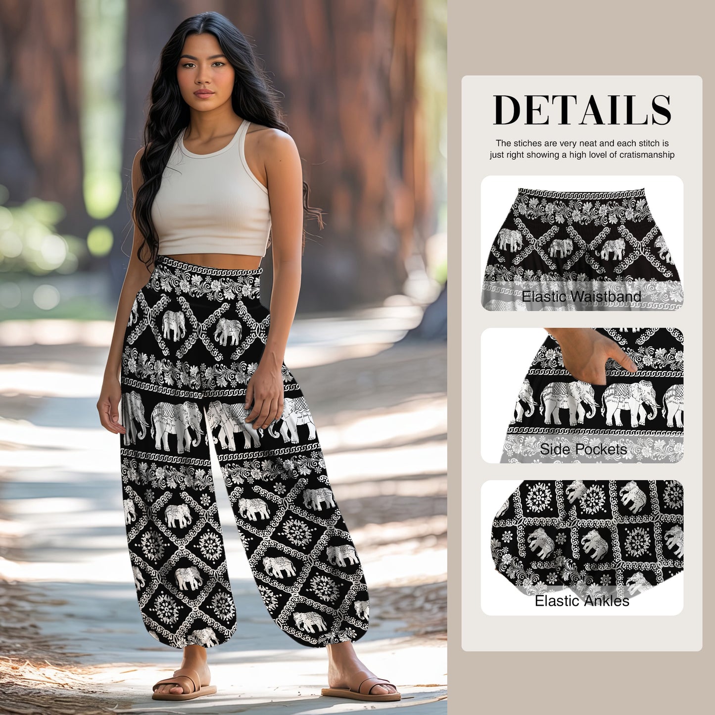 Elephant Harem Pants – Yoga Boho Clothes with Pockets 18