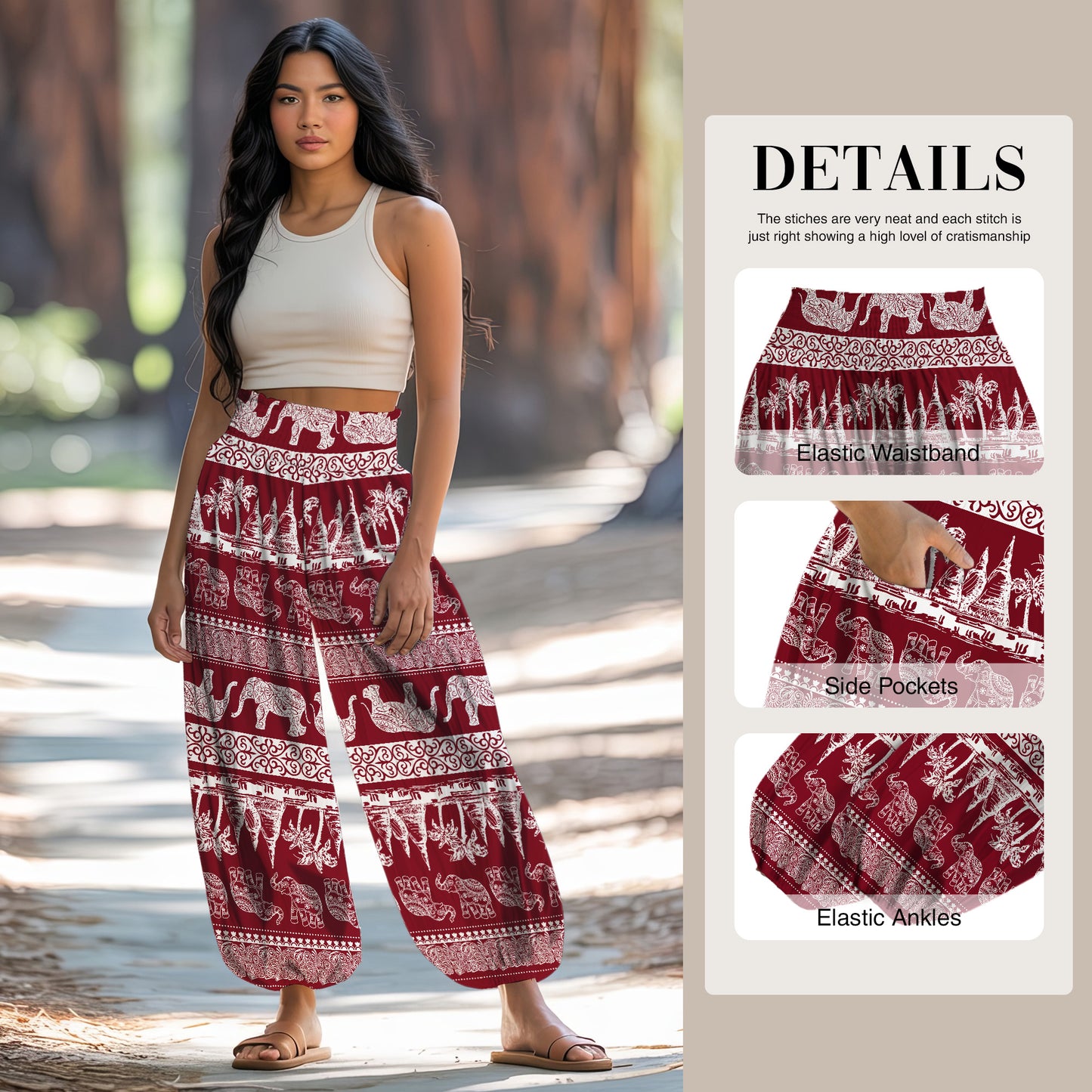 Elephant Harem Pants – Yoga Boho Clothes with Pockets 17
