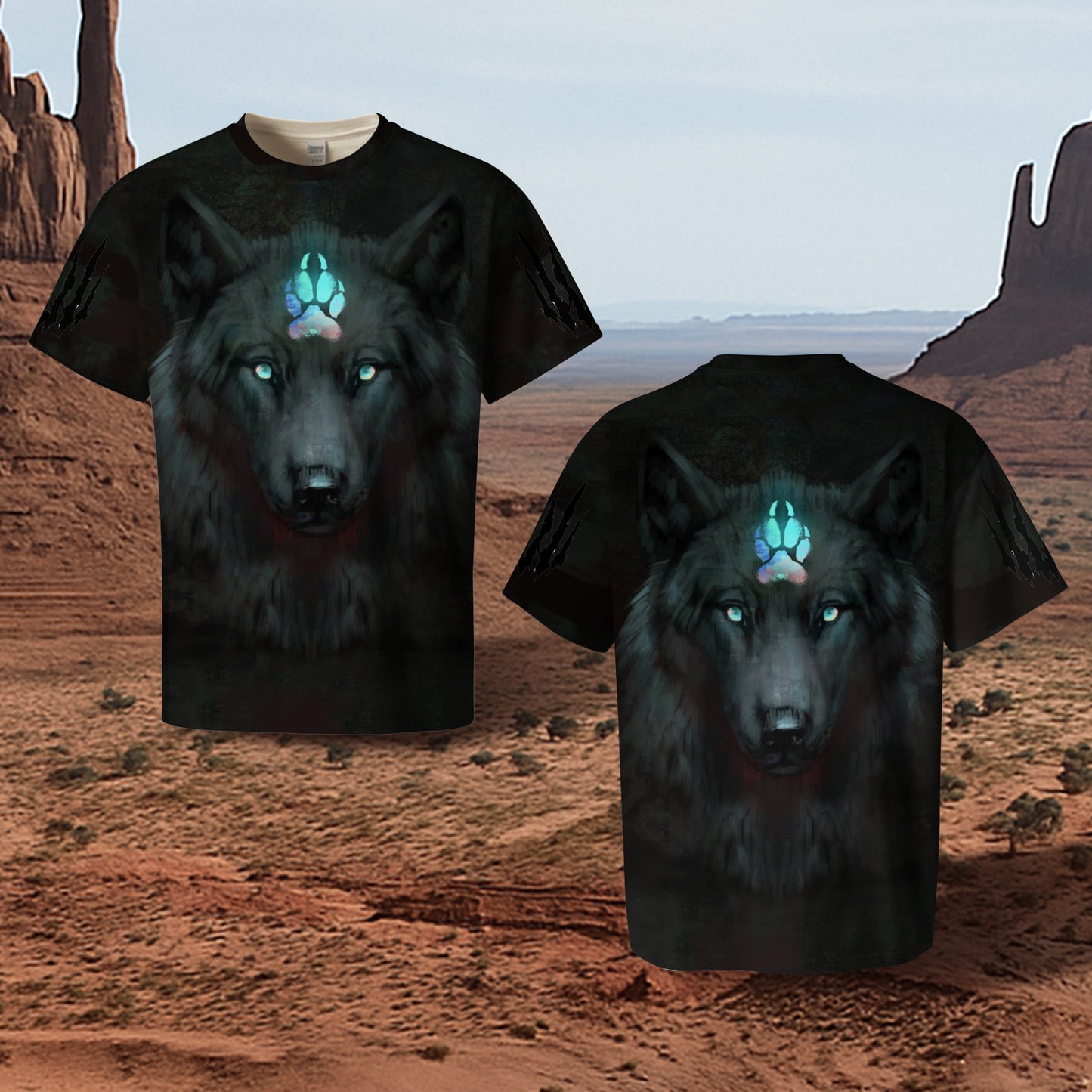 3D T-Shirt " Moonlit Wolf – Ethereal Glow & Mystic Presence"