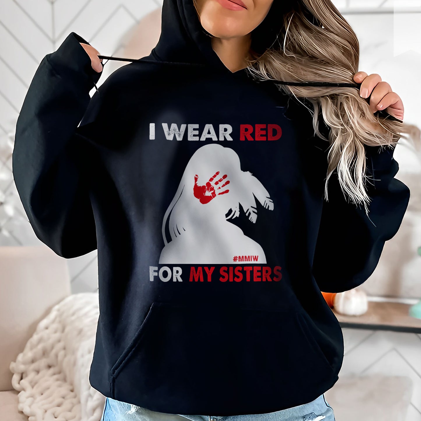 MMIW I Wear Red For My Sister, No More Stolen Sisters Red Hand