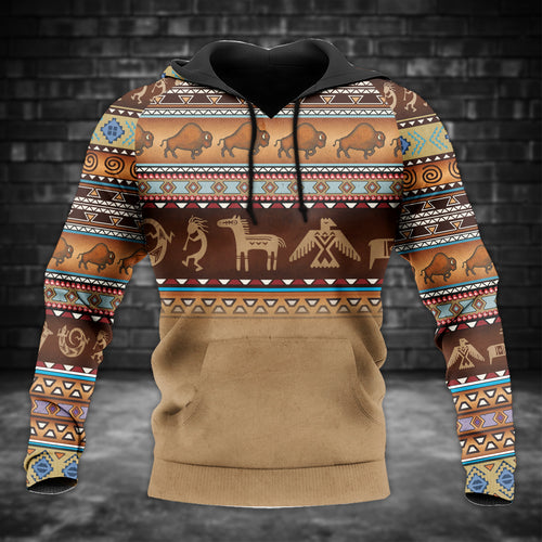 Pattern Buffalo and Native Symbol Print Native American