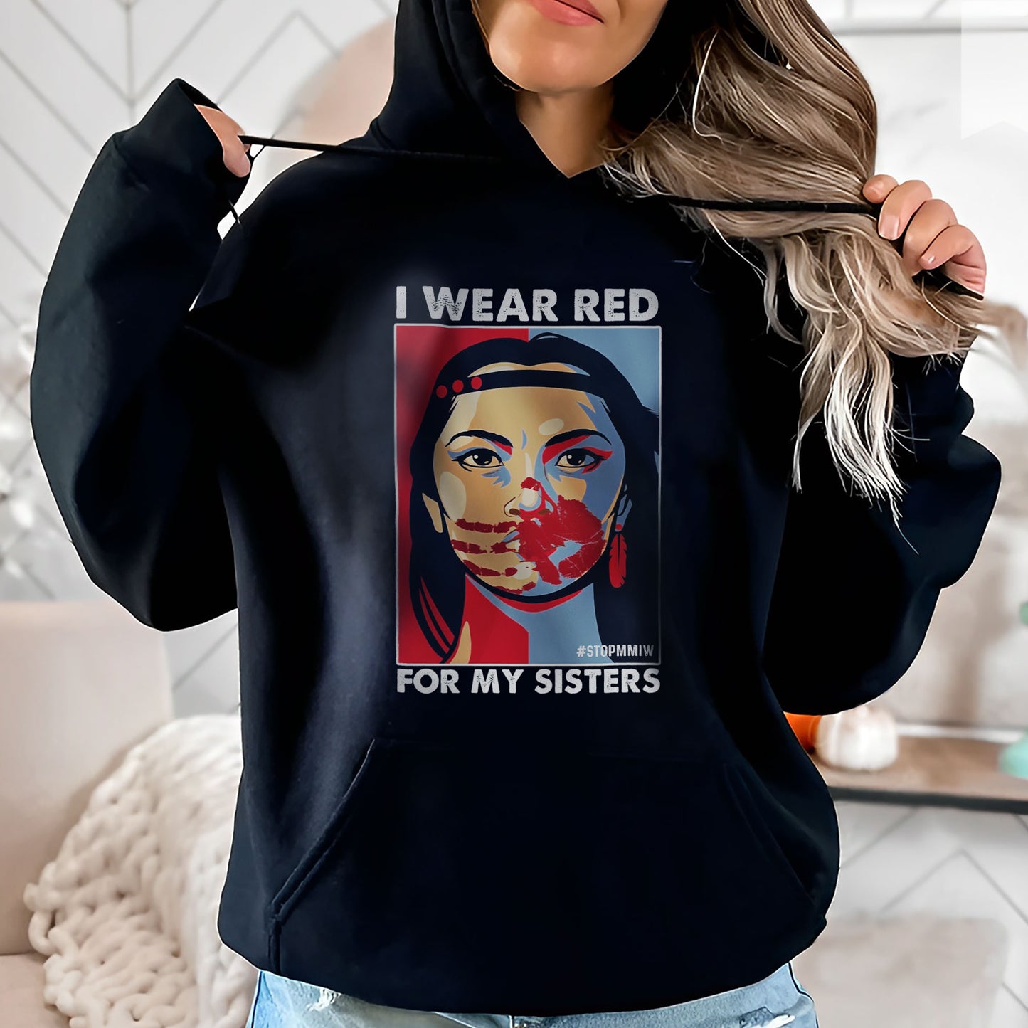 MMIW I Wear Red For My Sister Woman Red Hand All Sizes Unisex T-Shirt/Hoodie/Sweatshirt