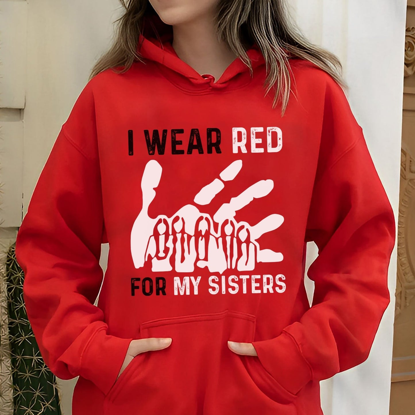 MMIW I Wear Red For My Sister Red Hand Unisex T-Shirt/Hoodie/Sweatshirt