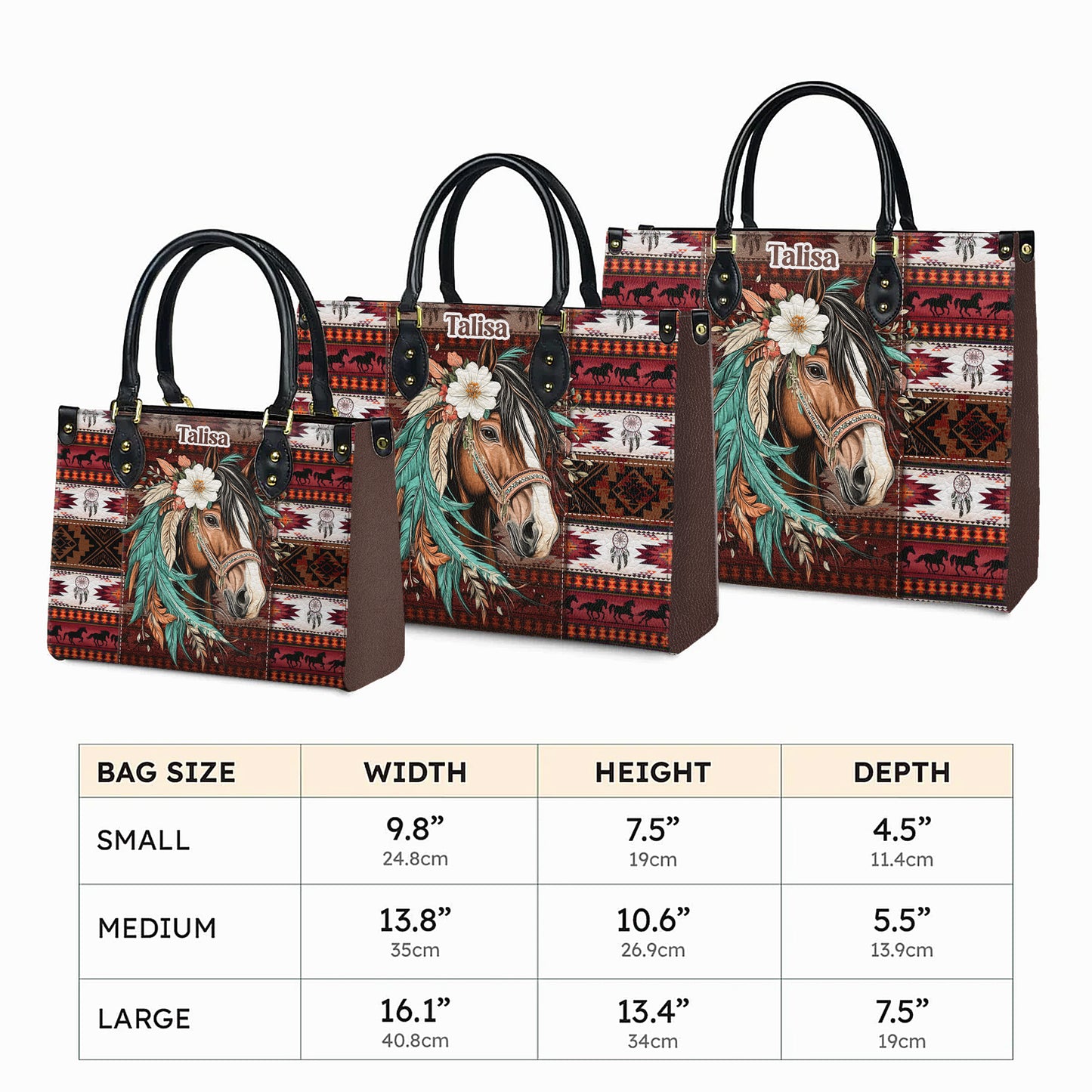 Personalized Leather Handbag for Women - Design Patterns Boho Western Style 02