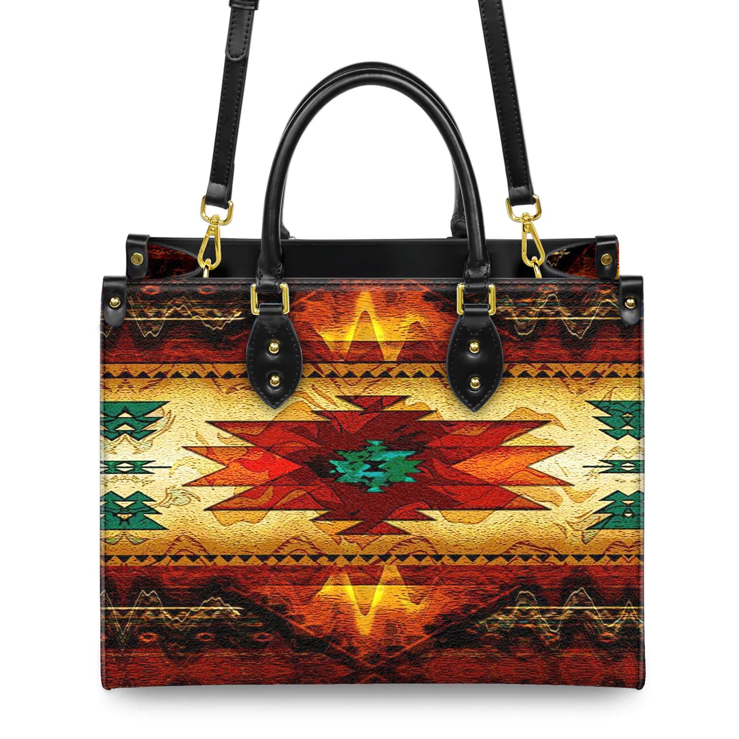 United Tribes Brown Design Native American Leather Handbag WCS008
