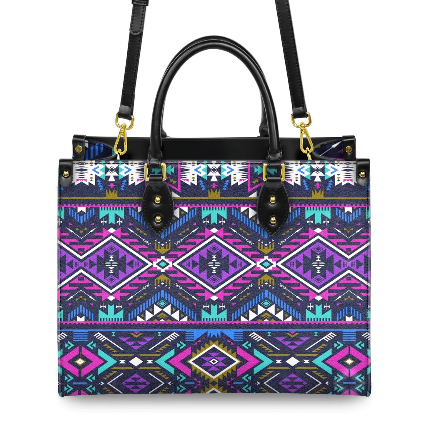Purple Tribe Pattern Leather Handbag WCS025