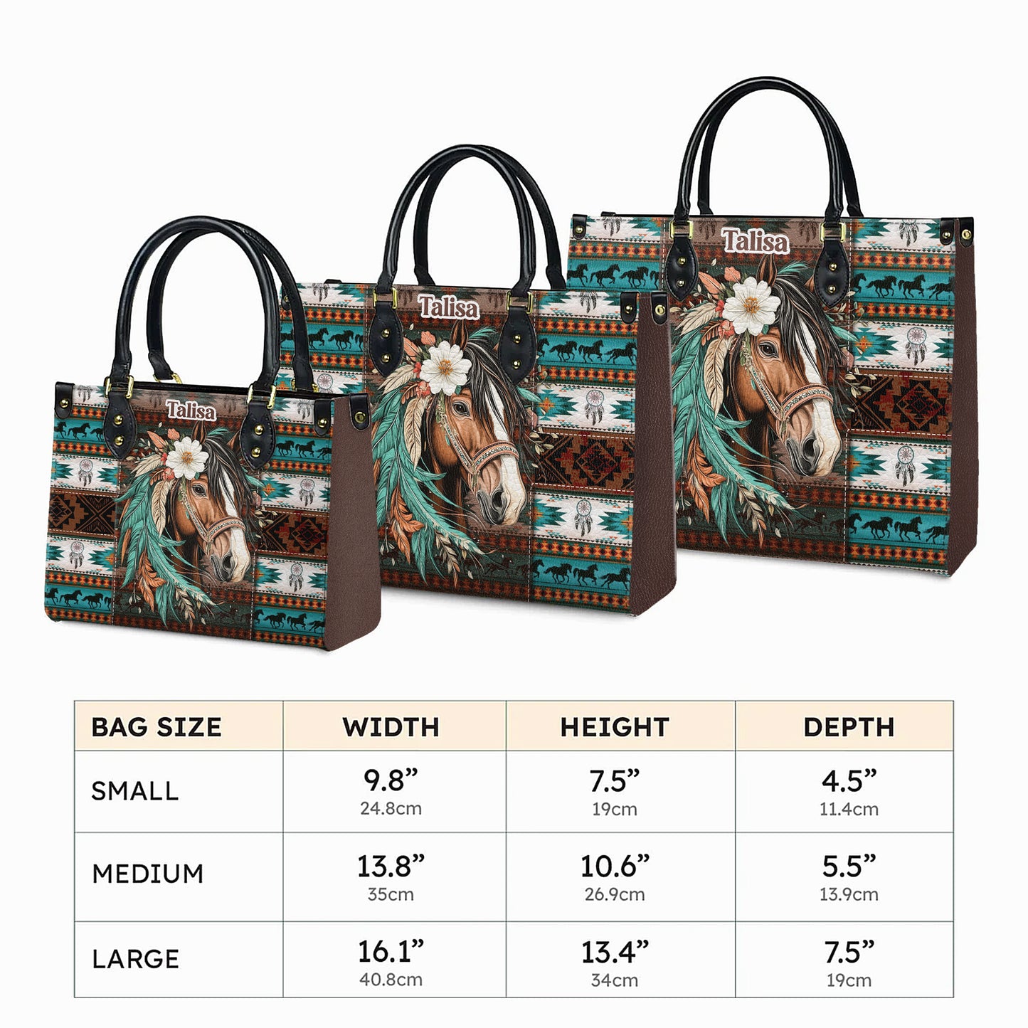 Personalized Leather Handbag for Women - Design Patterns Boho Western Style 01