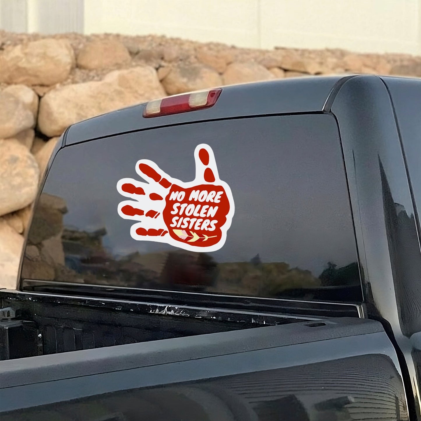 No More Stolen Sisters Car Decal - Car Decal - MMIW Red Hand
