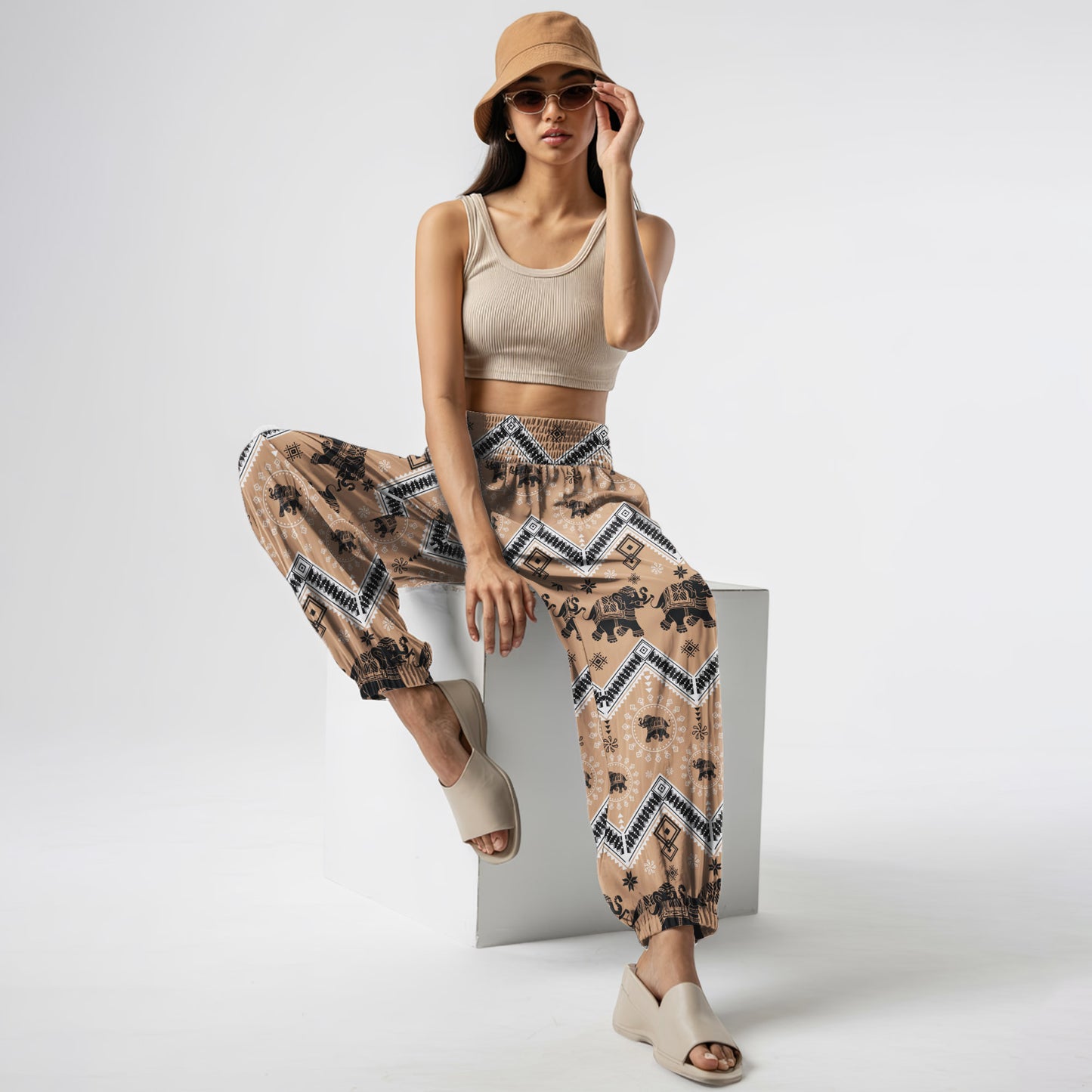 Elephant Vibe Harem Pants – Boho Yoga Pants with Pockets
