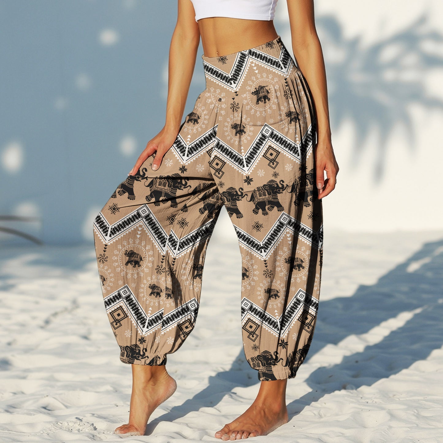 Elephant Vibe Harem Pants – Boho Yoga Pants with Pockets