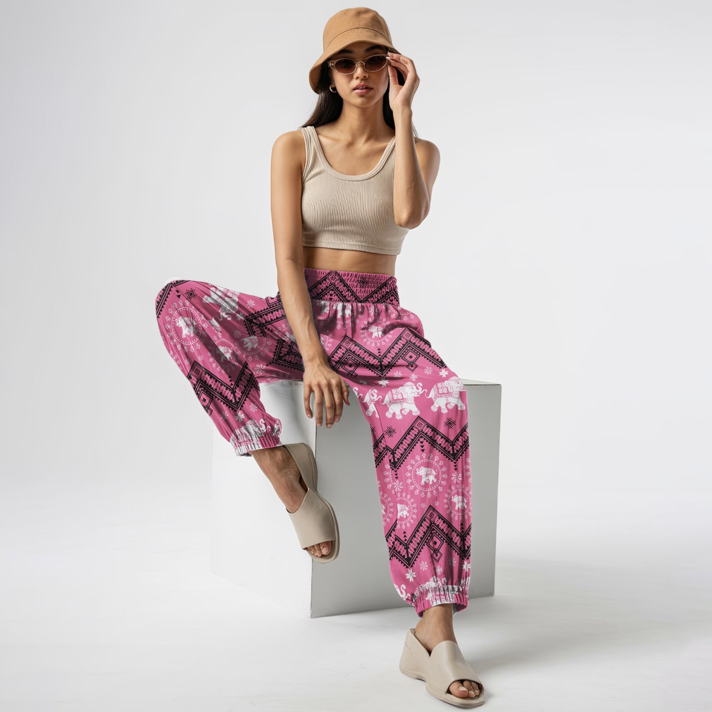 Elephant Vibe Harem Pants – Boho Yoga Pants with Pockets