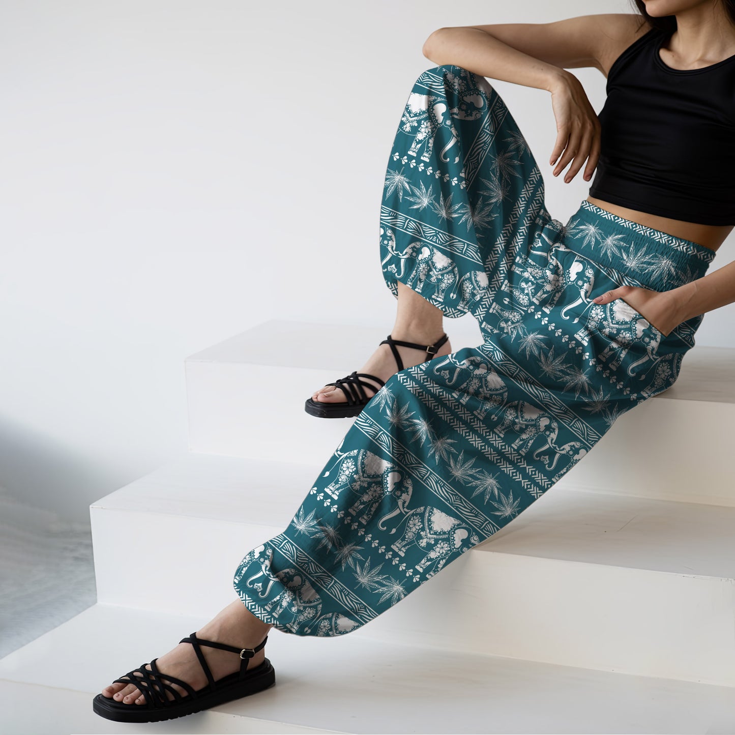 Elephant Harem Pants – Boho Yoga Pants with Pockets 02