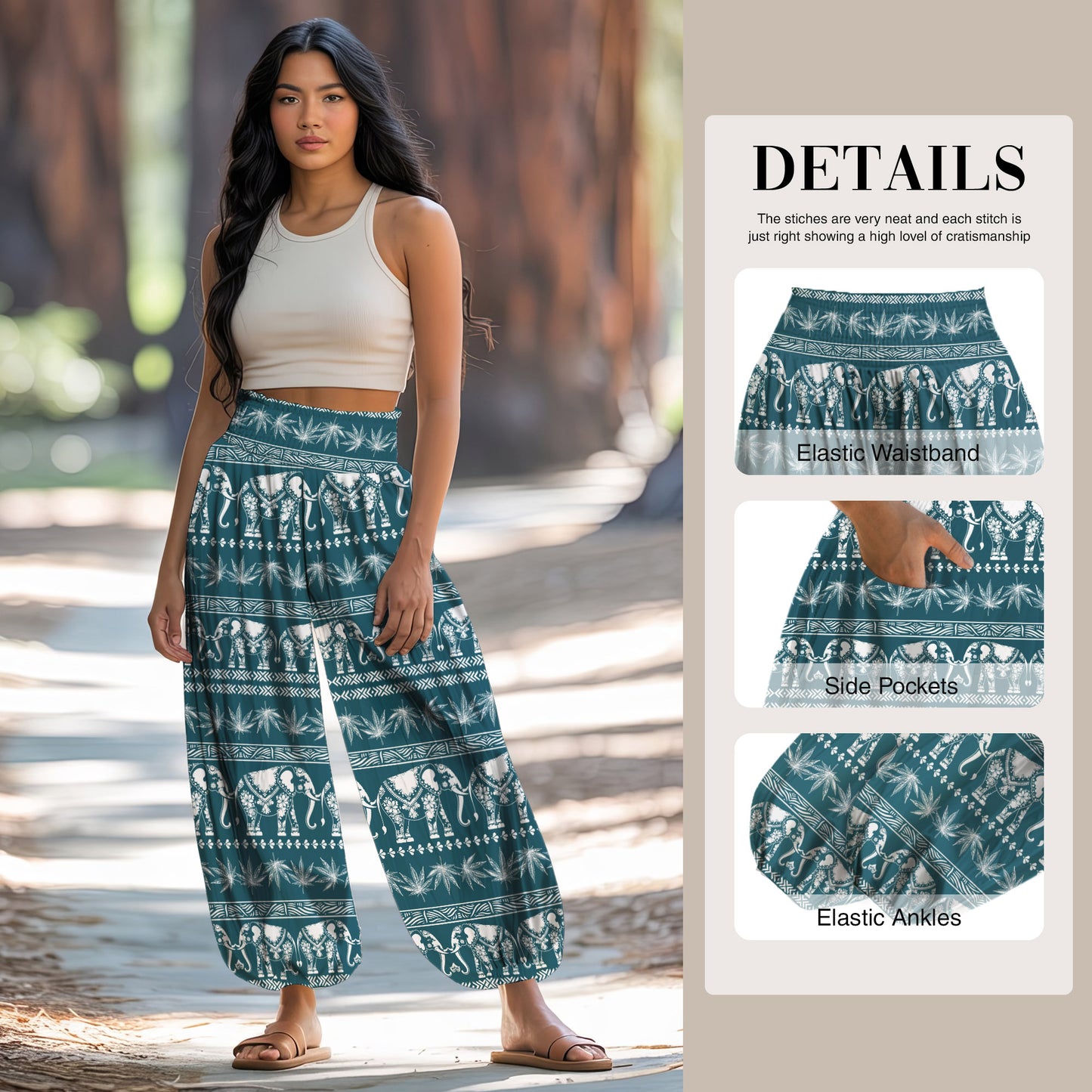 Elephant Harem Pants – Boho Yoga Pants with Pockets 02