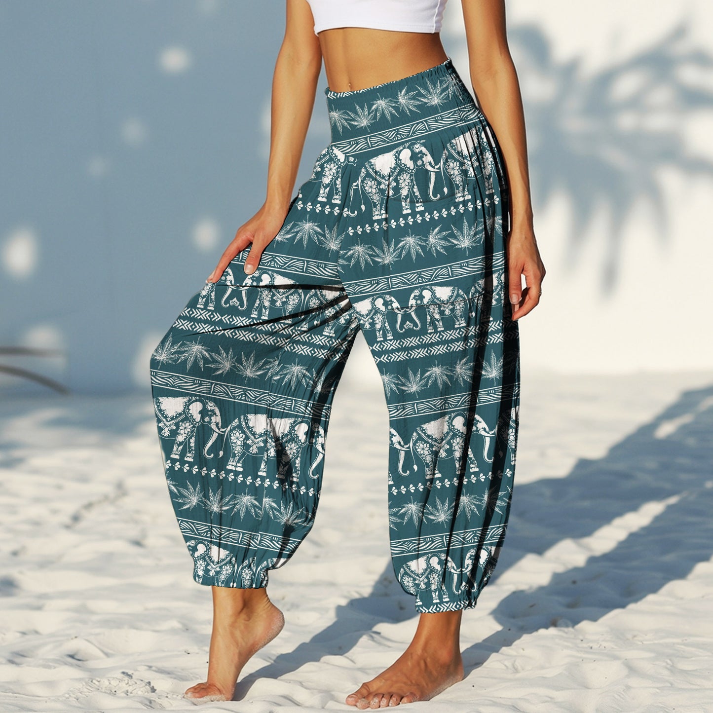 Elephant Harem Pants – Boho Yoga Pants with Pockets 02