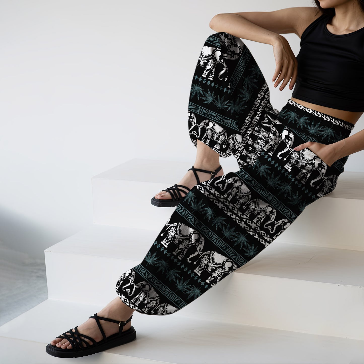 Elephant Harem Pants – Boho Yoga Pants with Pockets 02