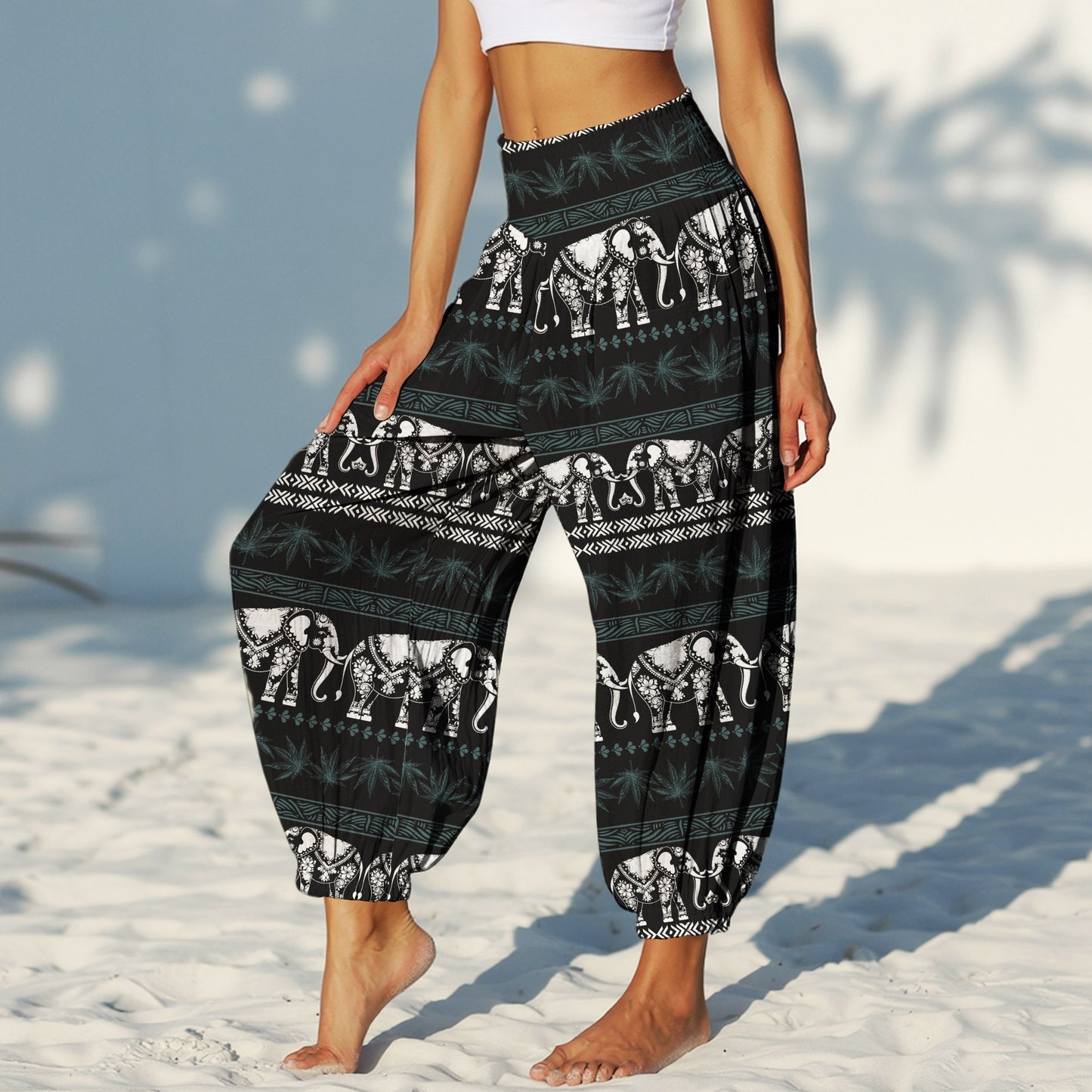 Elephant Harem Pants – Boho Yoga Pants with Pockets 02